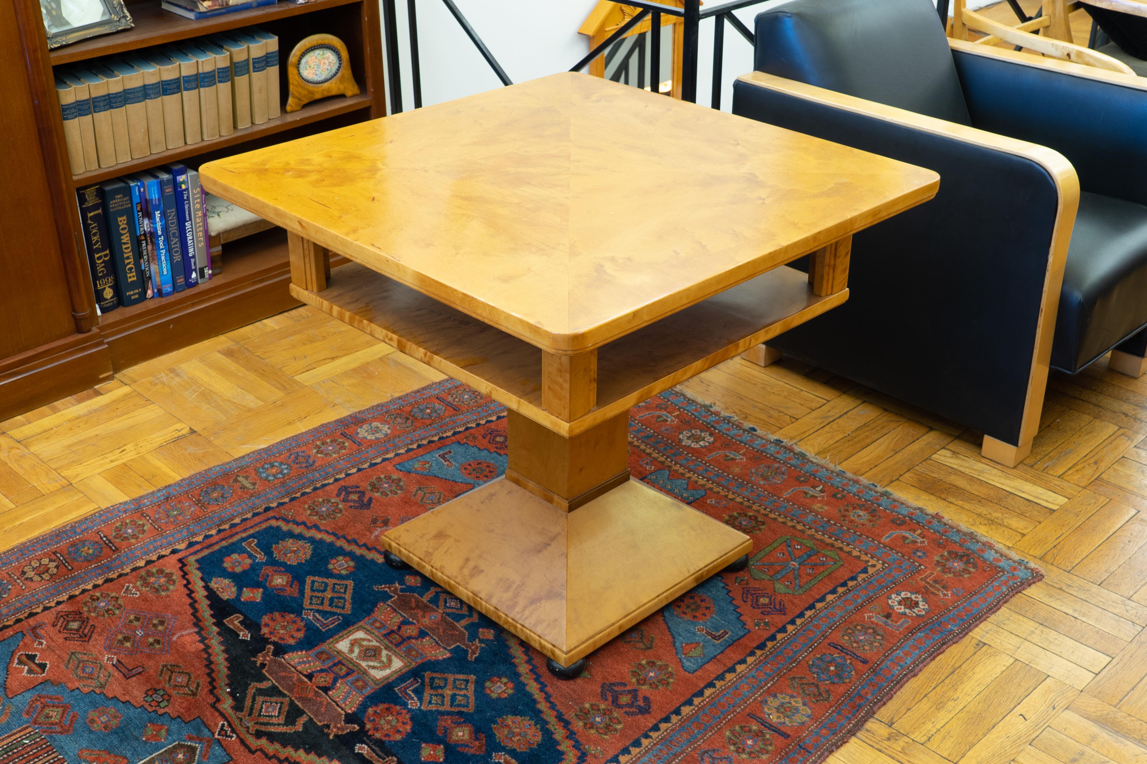 Woodwork Art Deco Center Table in Birch For Sale