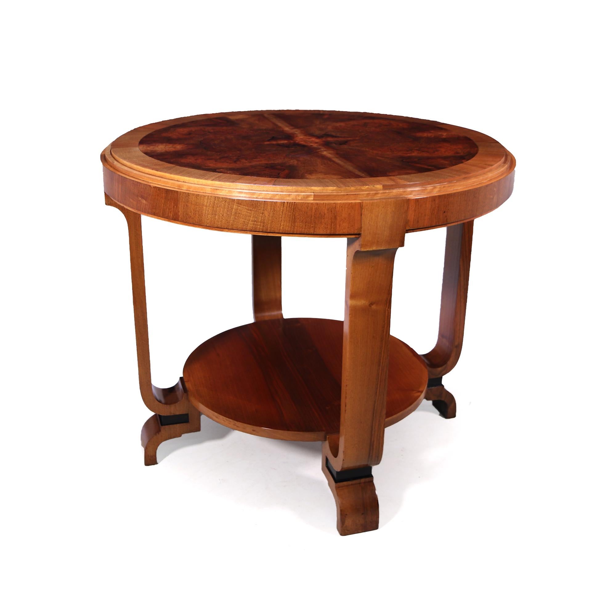 French Art Deco Center Table in Walnut