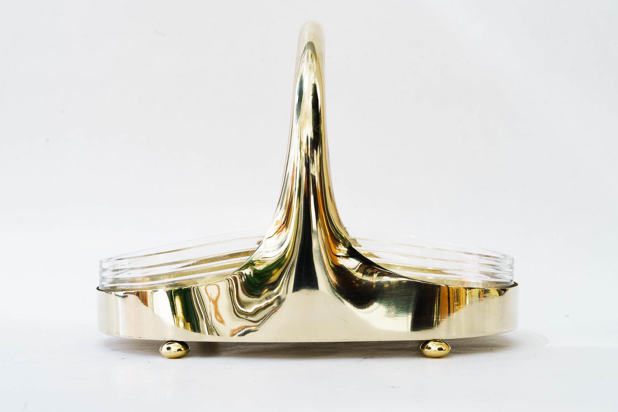 Art Deco Tafelaufsatz Alpaka mit Originalglas um 1920er Jahre (Art déco) im Angebot