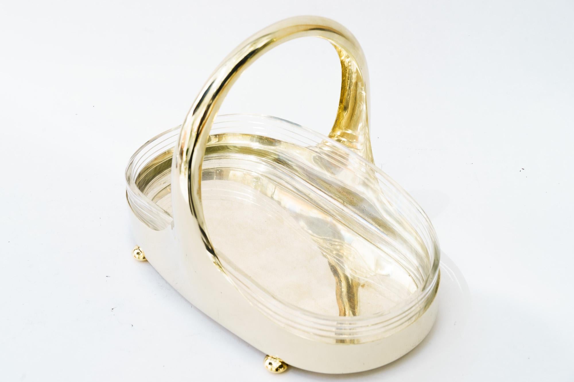 Art Deco Tafelaufsatz Alpaka mit Originalglas um 1920er Jahre (Österreichisch) im Angebot