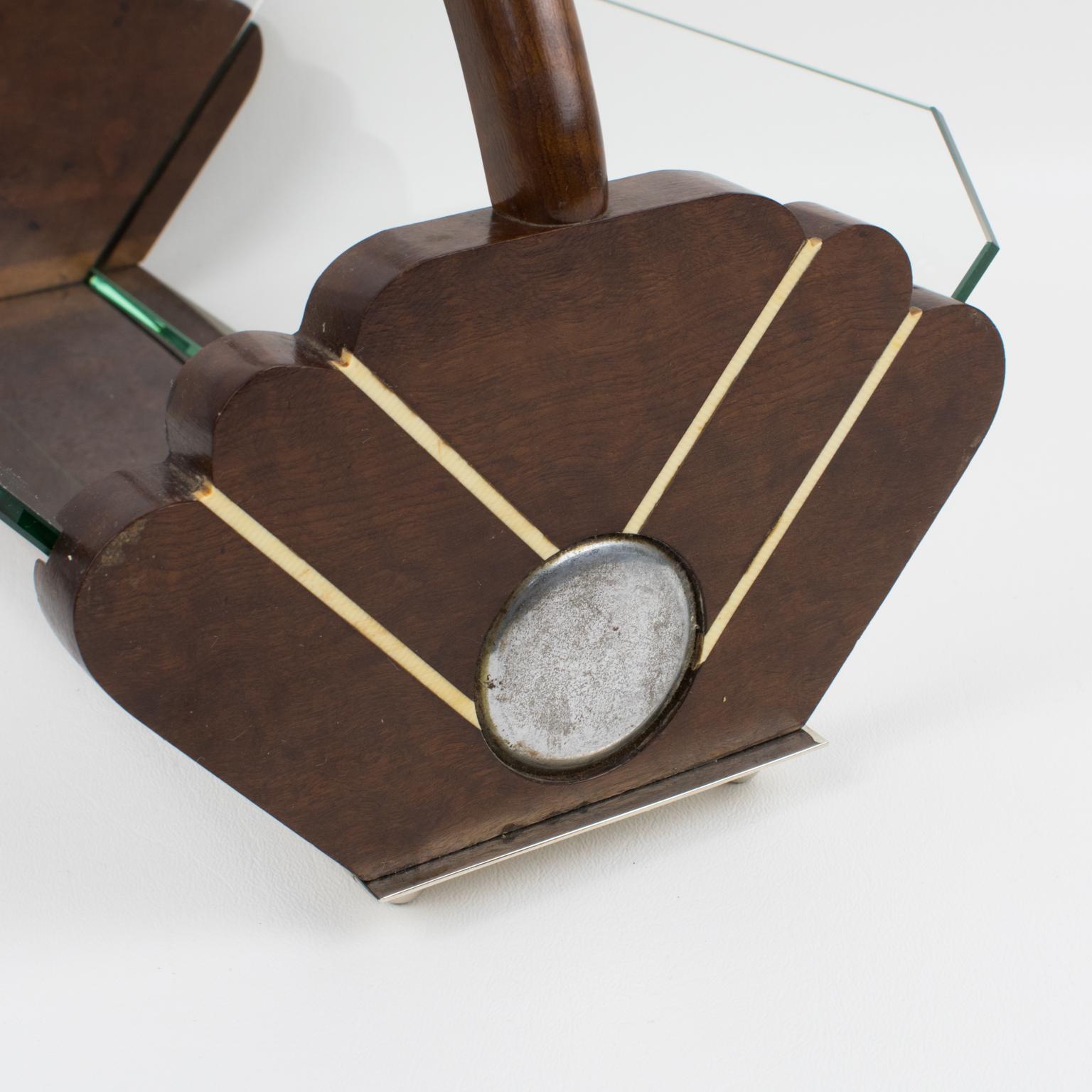 Schale/Korb aus Chrom und Holz im Art déco-Stil, Frankreich 1930er Jahre (Metall) im Angebot