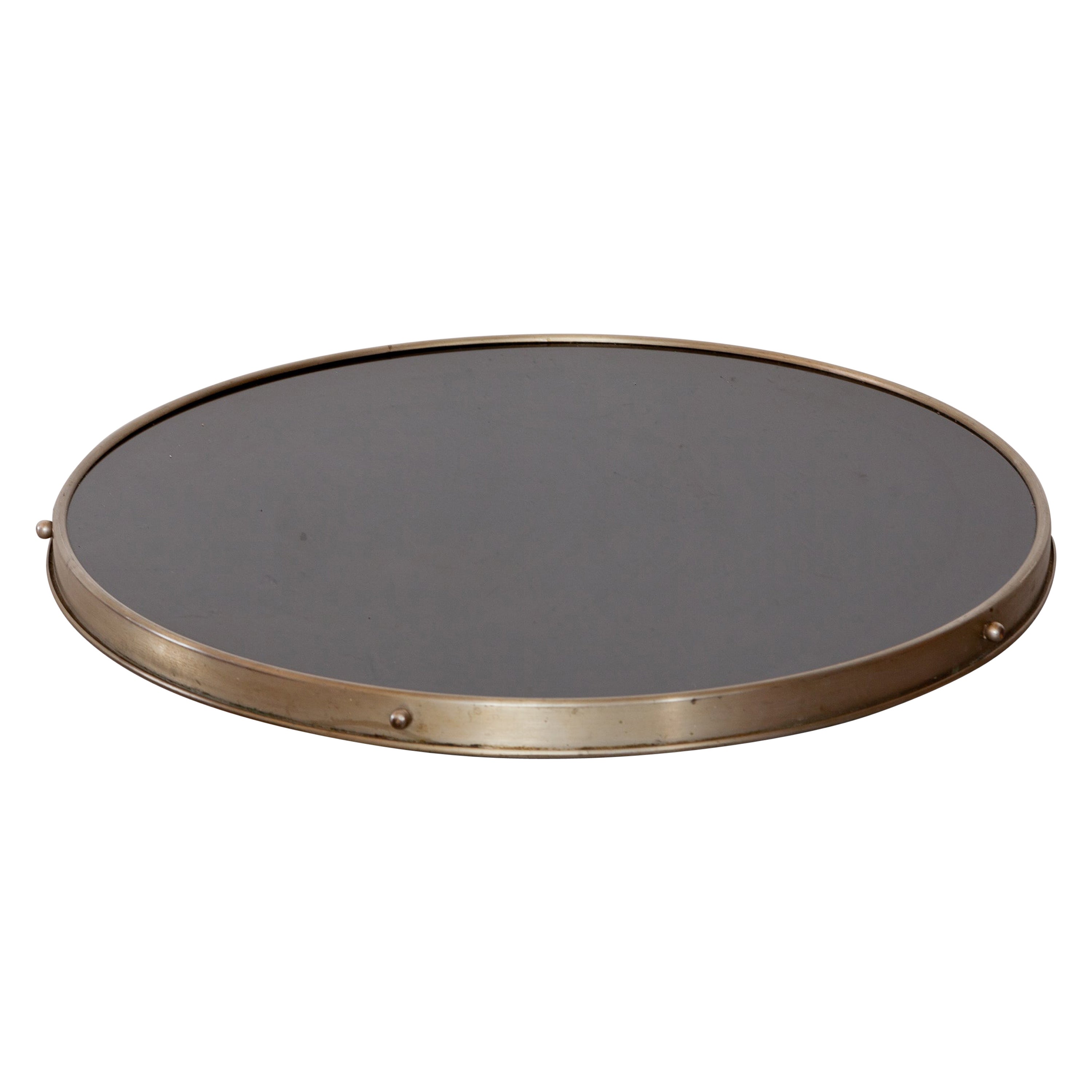 Art Deco Centerpiece Chrome and Glass Lazy Susan Rotating Tray