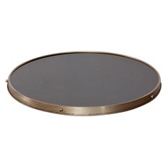 Vintage Art Deco Centerpiece Chrome and Glass Lazy Susan Rotating Tray