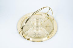 Art Deco Centerpiece Cut Glass and Brass Execution, Around 1920s