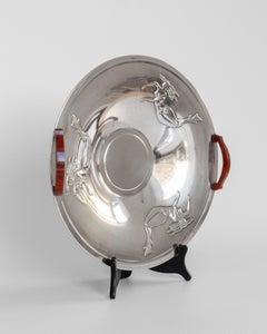 Plato centro de mesa Art Decó con sirenas decorativas, años 30, Suecia