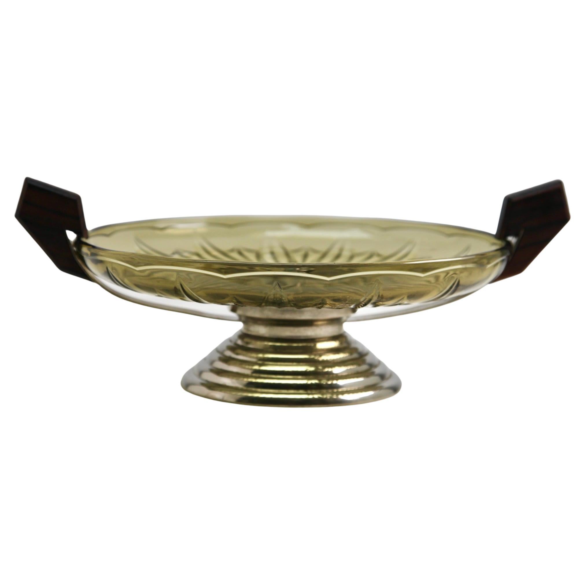 art deco glass fruit bowl