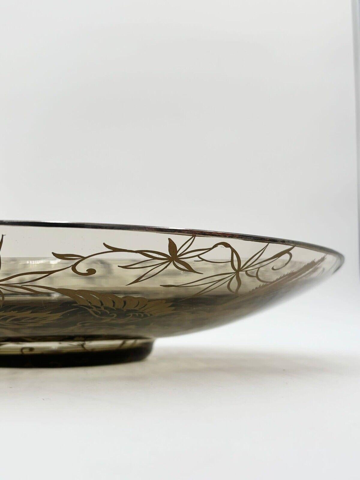 Art Deco Centerpiece Silver Overlay 1930's Vintage Murano's Glass In Good Condition For Sale In Taranto, IT