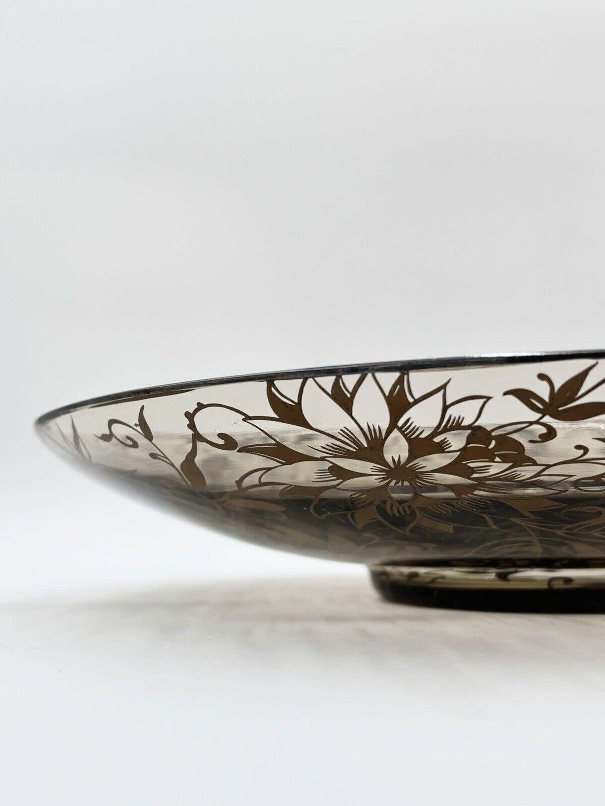 Art Deco Centerpiece Silver Overlay 1930's Vintage Murano's Glass For Sale 1