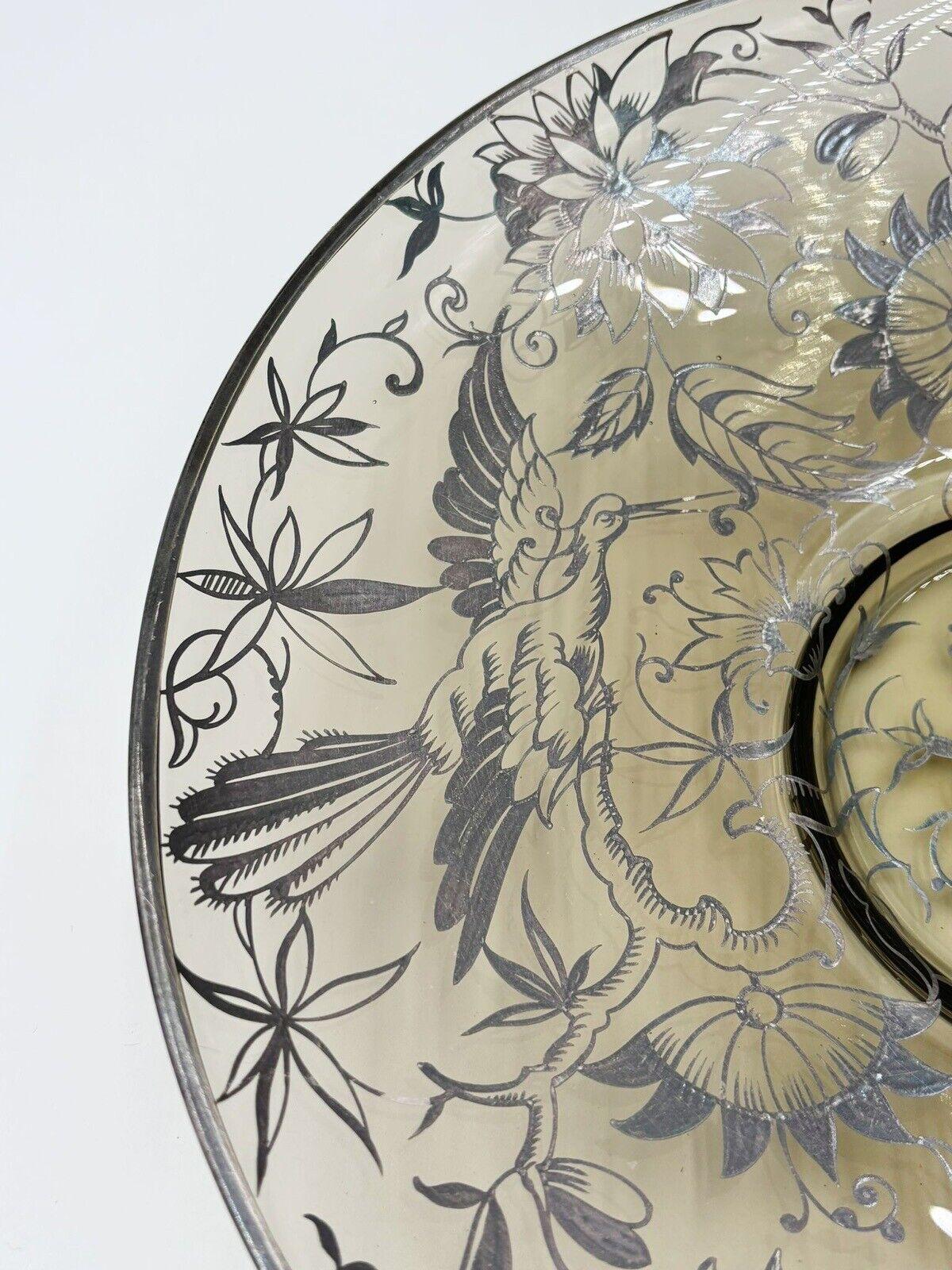 Art Deco Centerpiece Silver Overlay 1930's Vintage Murano's Glass For Sale 3