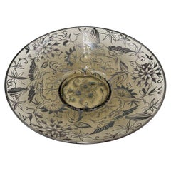 Centre de table Art Déco argenté 1930 Vintage Murano's Glass