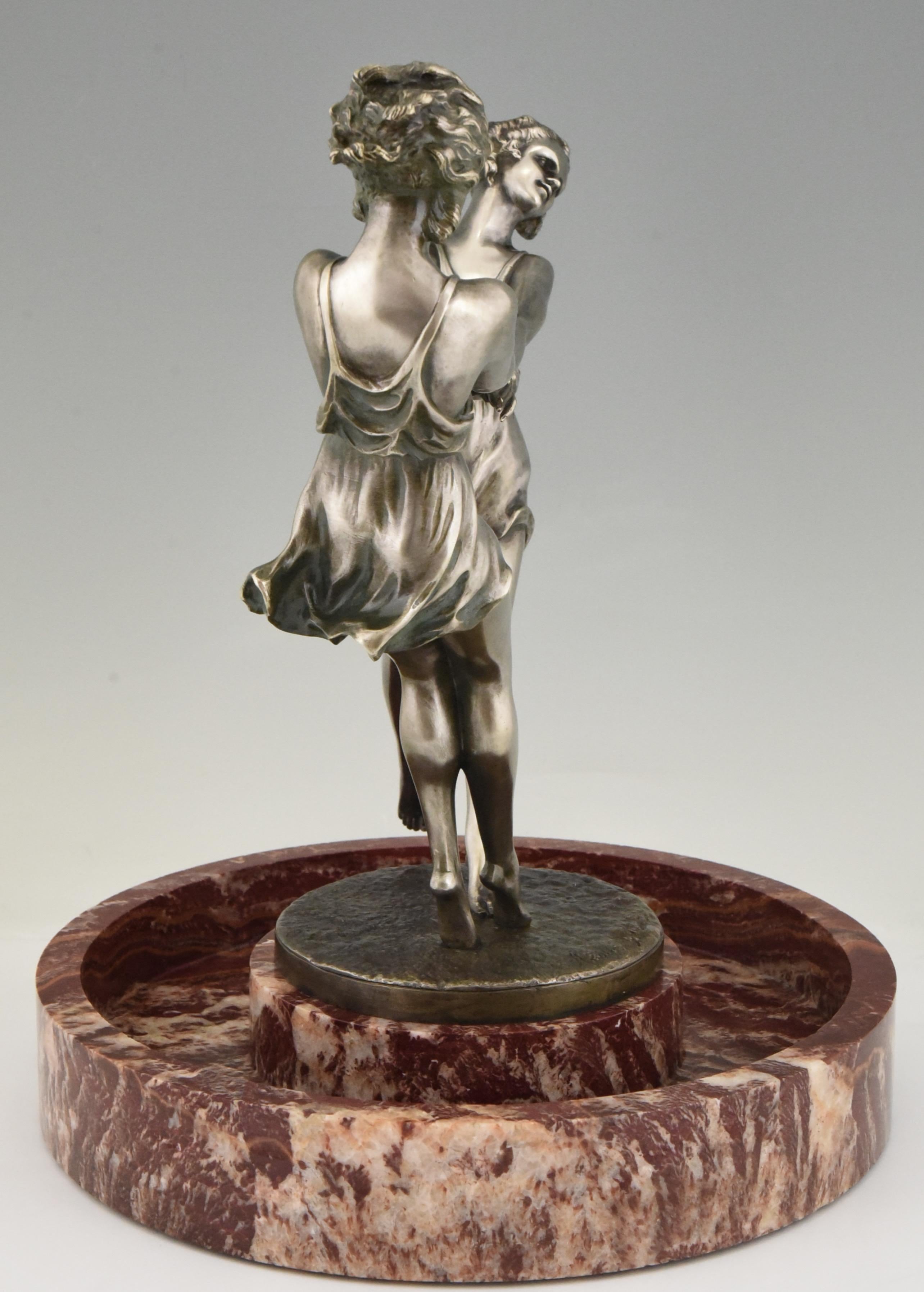 Art Deco Centerpiece with Bronze Sculpture of Dancing Girls Andre Gilbert, 1925 For Sale 3