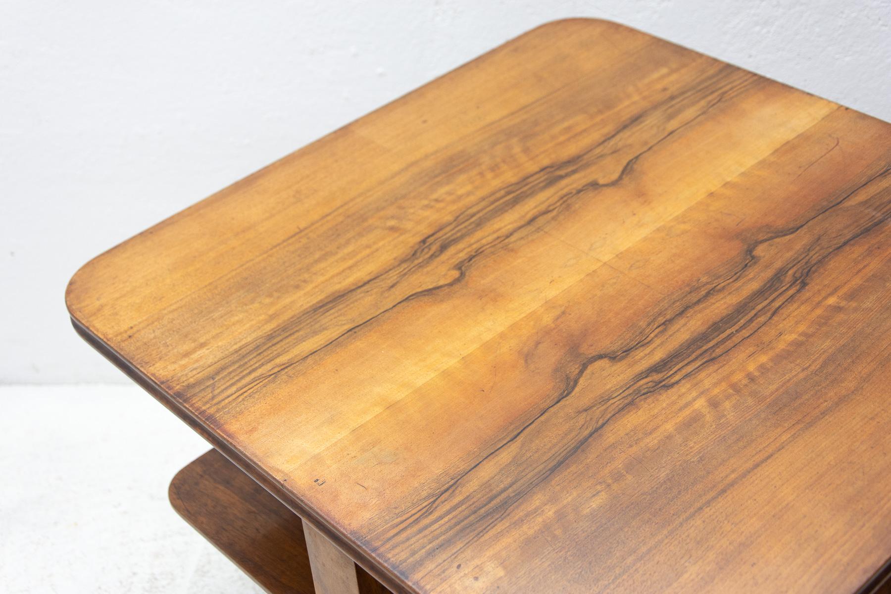 Walnut Art Deco Centre Table, Bohemia, 1930's, Bohemia For Sale