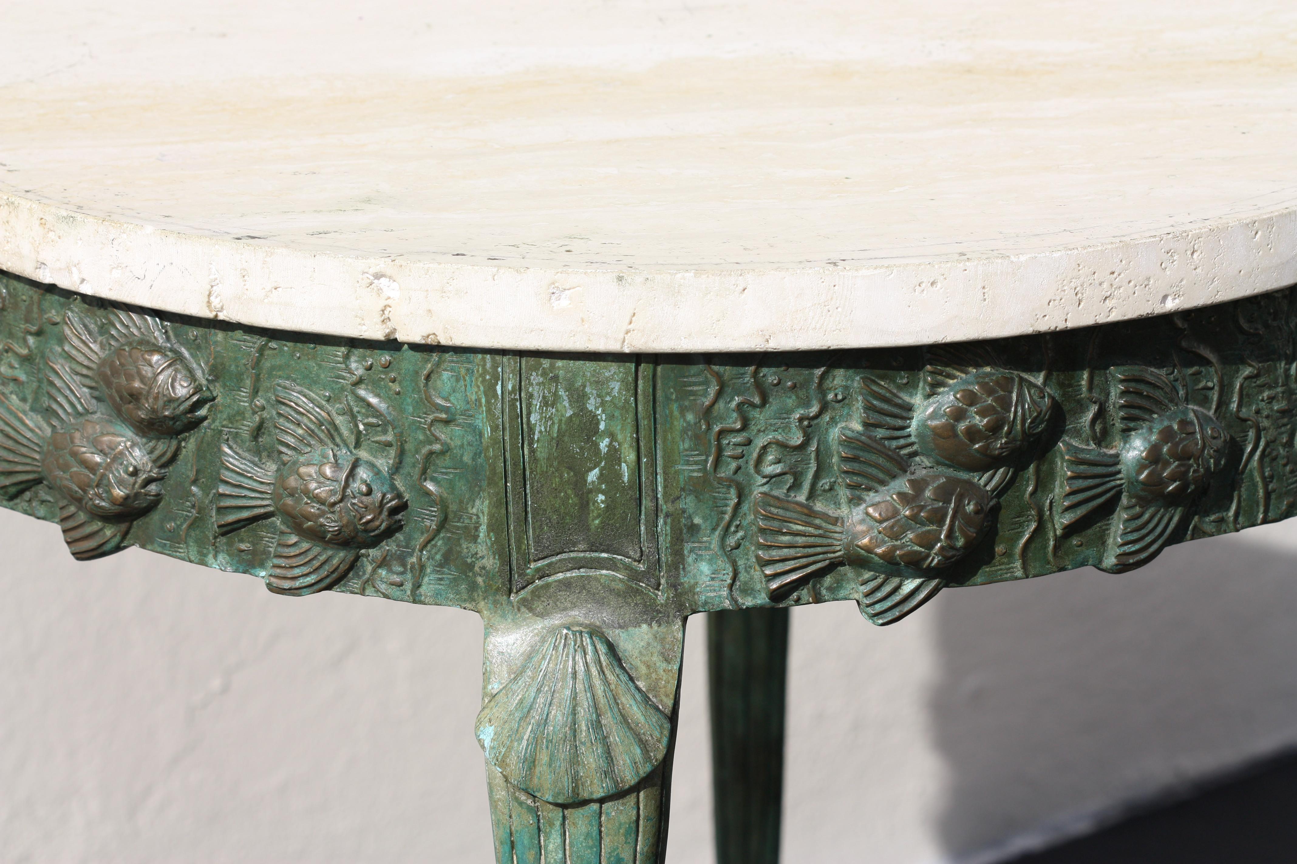 Art Deco Centre Table, Wrought Iron and Marble In Good Condition In West Palm Beach, FL