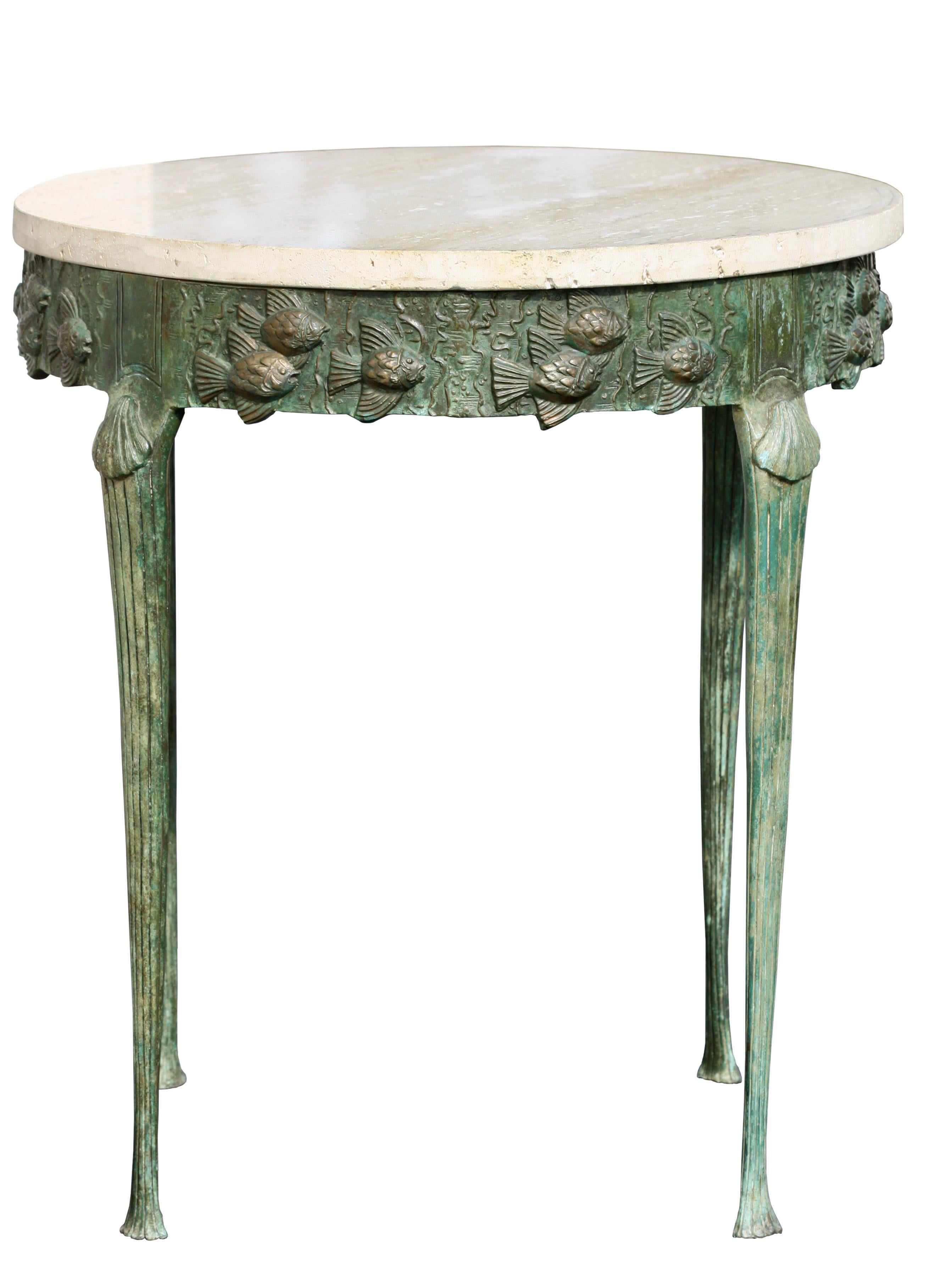 20th Century Art Deco Centre Table, Wrought Iron and Marble
