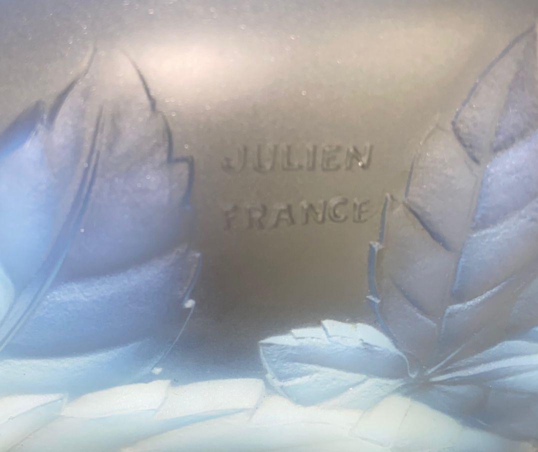 Art Deco Tafelaufsatz Vase Julien Glas Frankreich Epergne 1930 im Angebot 8