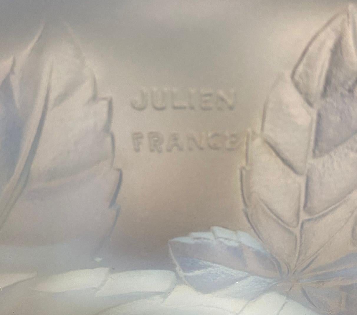 Art Deco Tafelaufsatz Vase Julien Glas Frankreich Epergne 1930 im Angebot 9