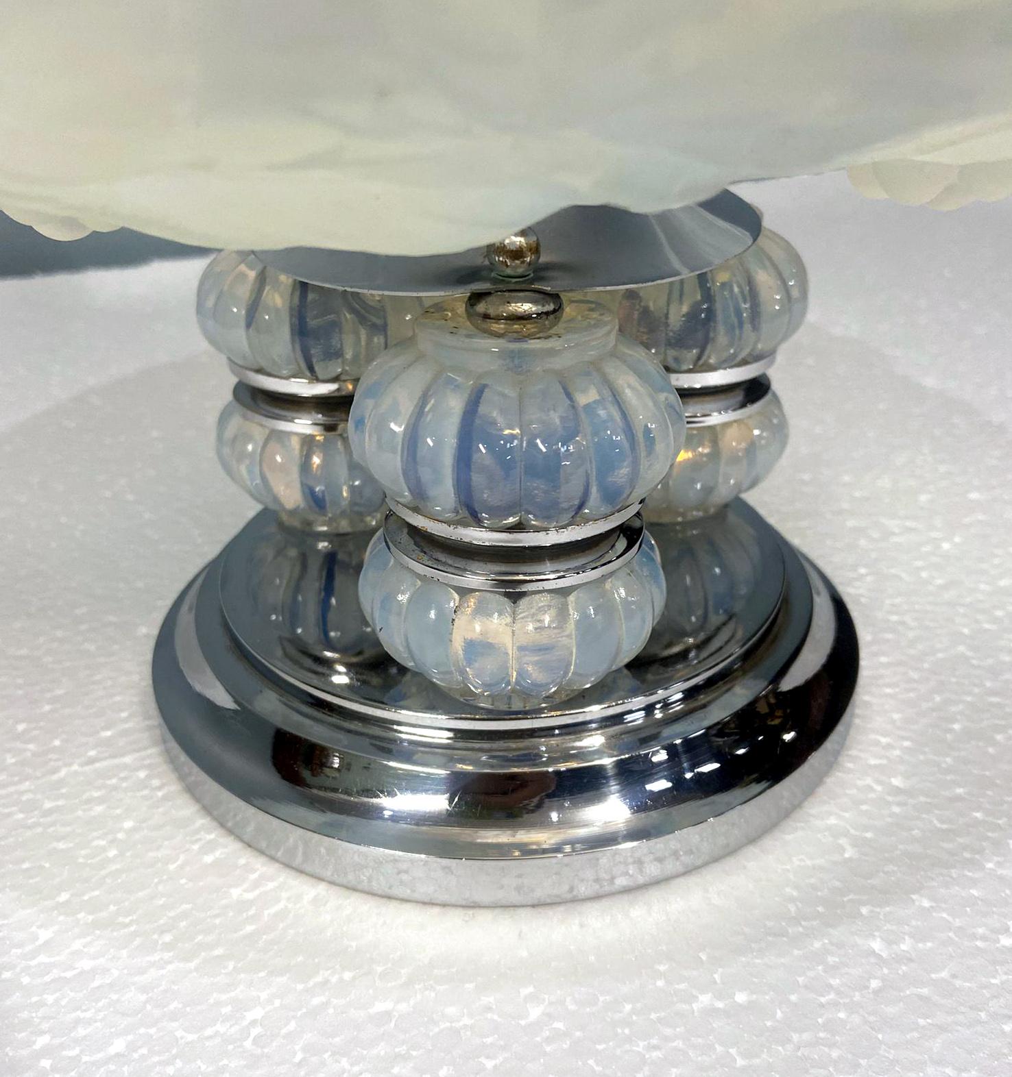 Art Deco Tafelaufsatz Vase Julien Glas Frankreich Epergne 1930 im Angebot 14