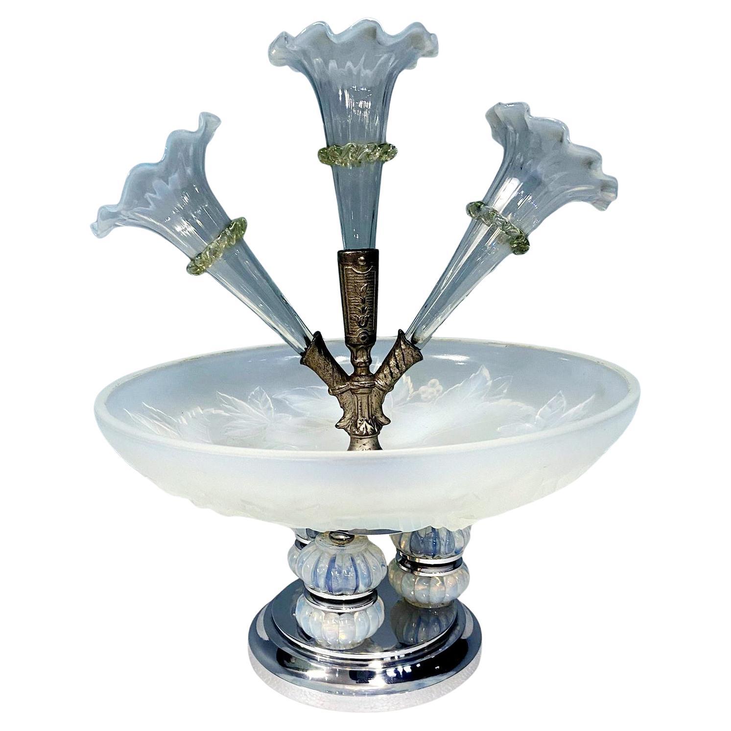Art Deco Centrepiece Vase Julien Glass France Epergne 1930