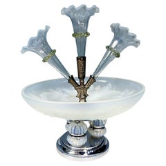 Vintage Art Deco Centrepiece Vase Julien Glass France Epergne 1930
