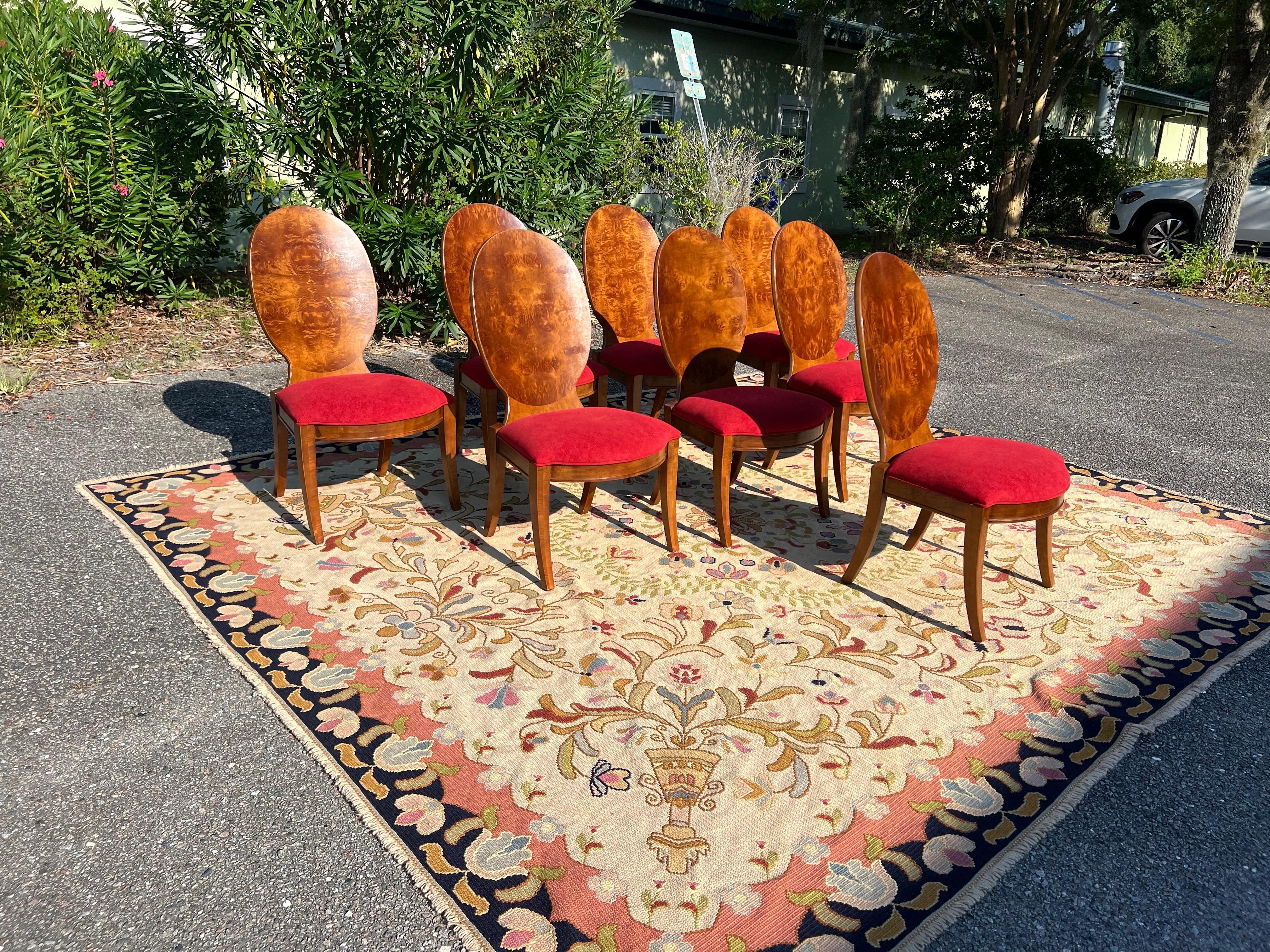 Art Déco Sedie da pranzo Art Deco Century Furniture Omni Burlwood - Set di 8 pezzi