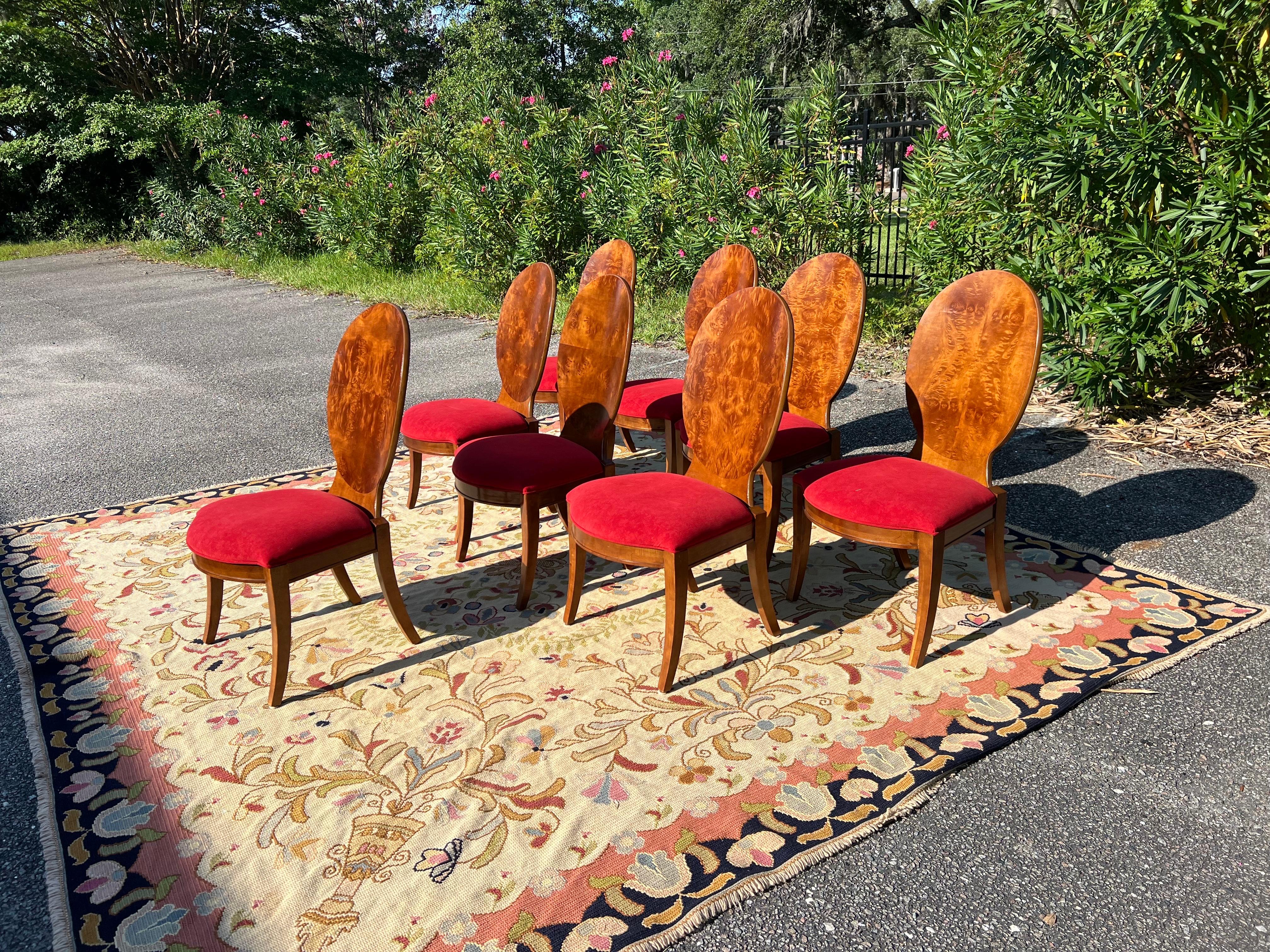 Americano Sedie da pranzo Art Deco Century Furniture Omni Burlwood - Set di 8 pezzi