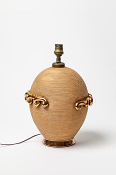 Art deco ceramic and gold glaze 1930 ceramic table lamp circa 1930