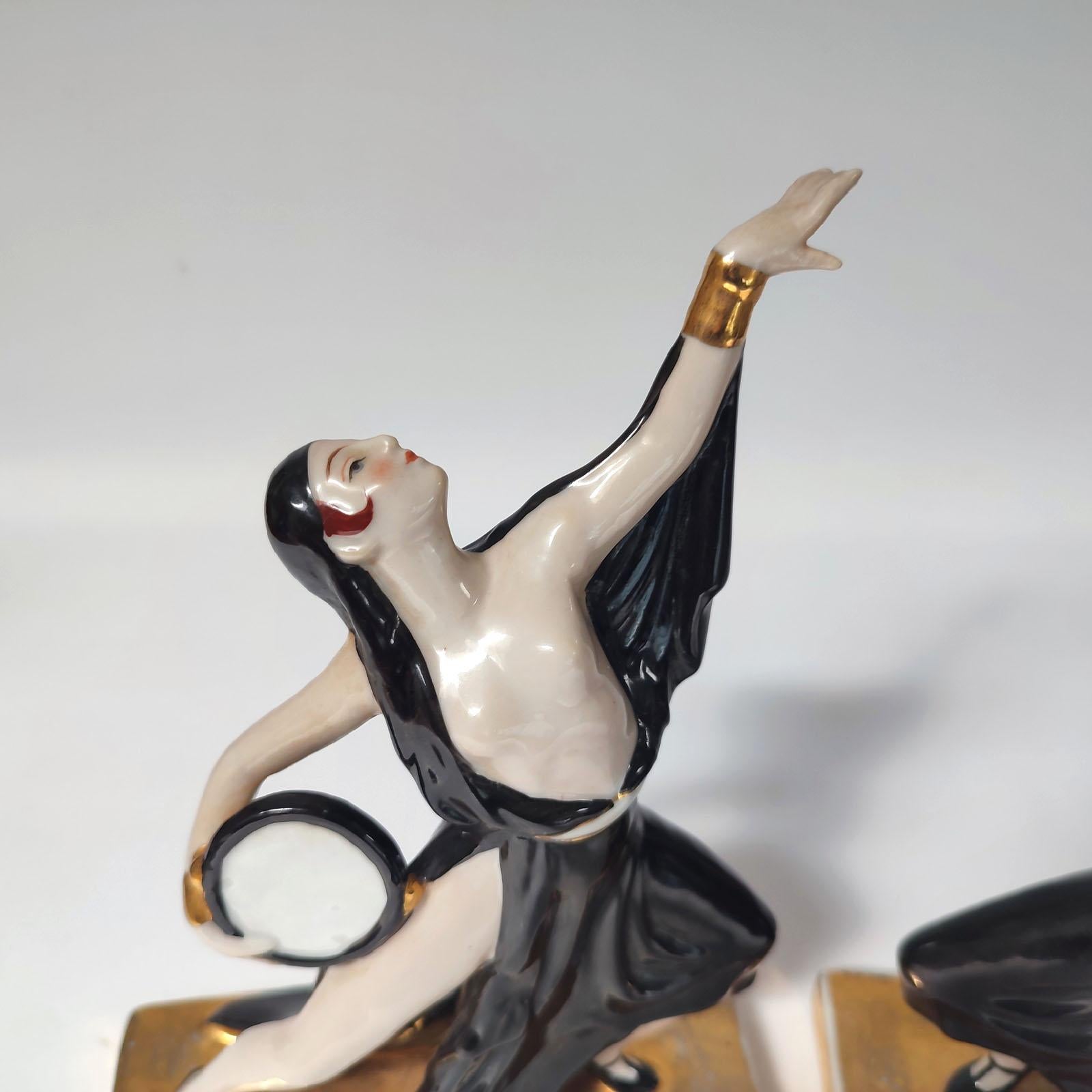 Art-déco-Keramik-Buchstützen für Tänzer von ROBJ, Frankreich im Angebot 2