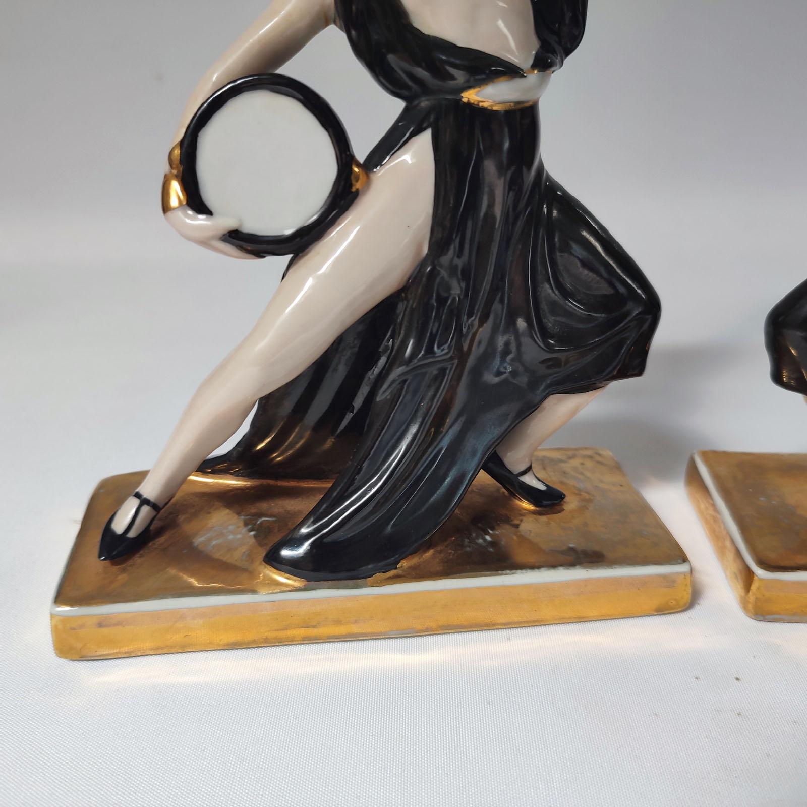 Art Deco Ceramic Bookends Dancers by ROBJ, France For Sale 5