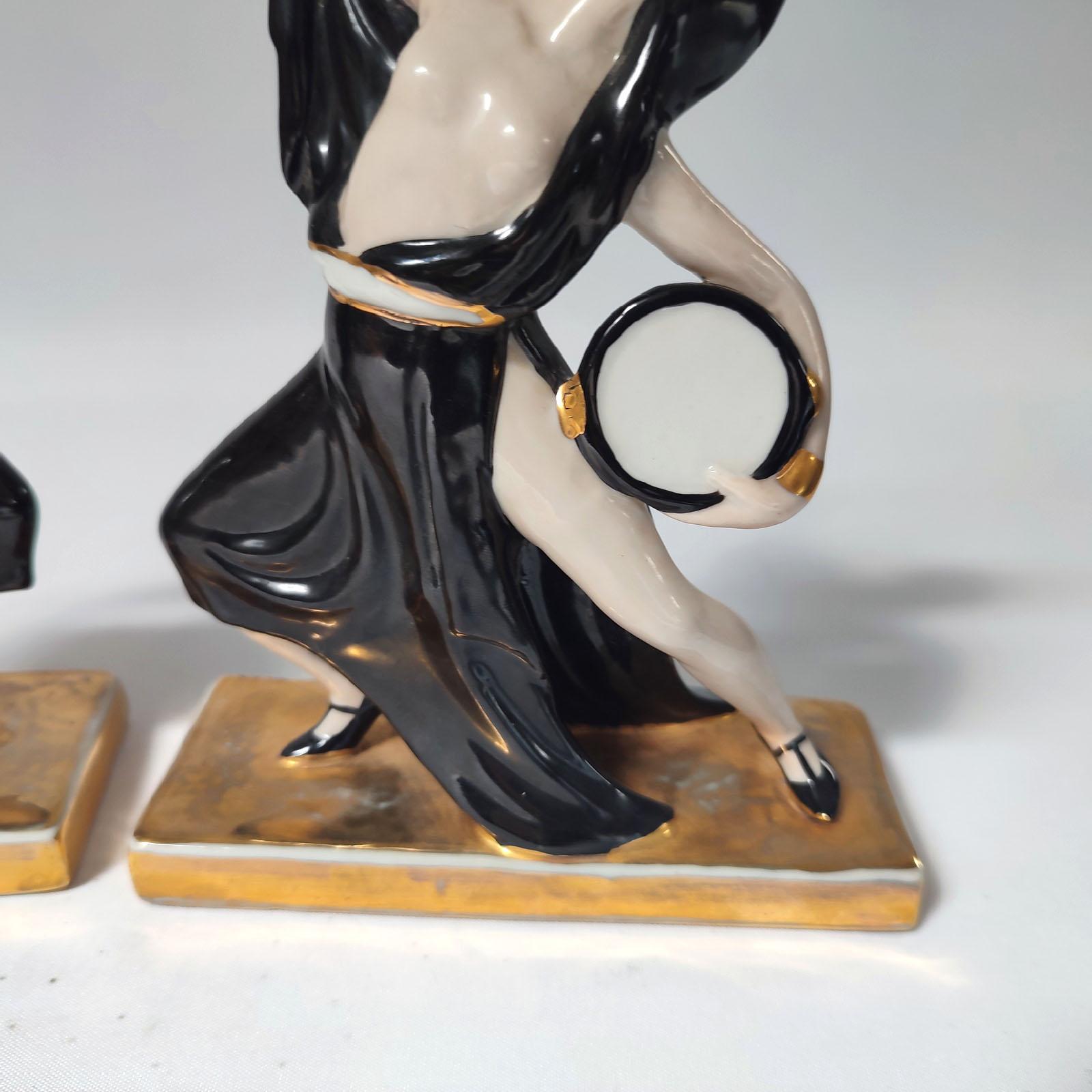 Art-déco-Keramik-Buchstützen für Tänzer von ROBJ, Frankreich im Angebot 5