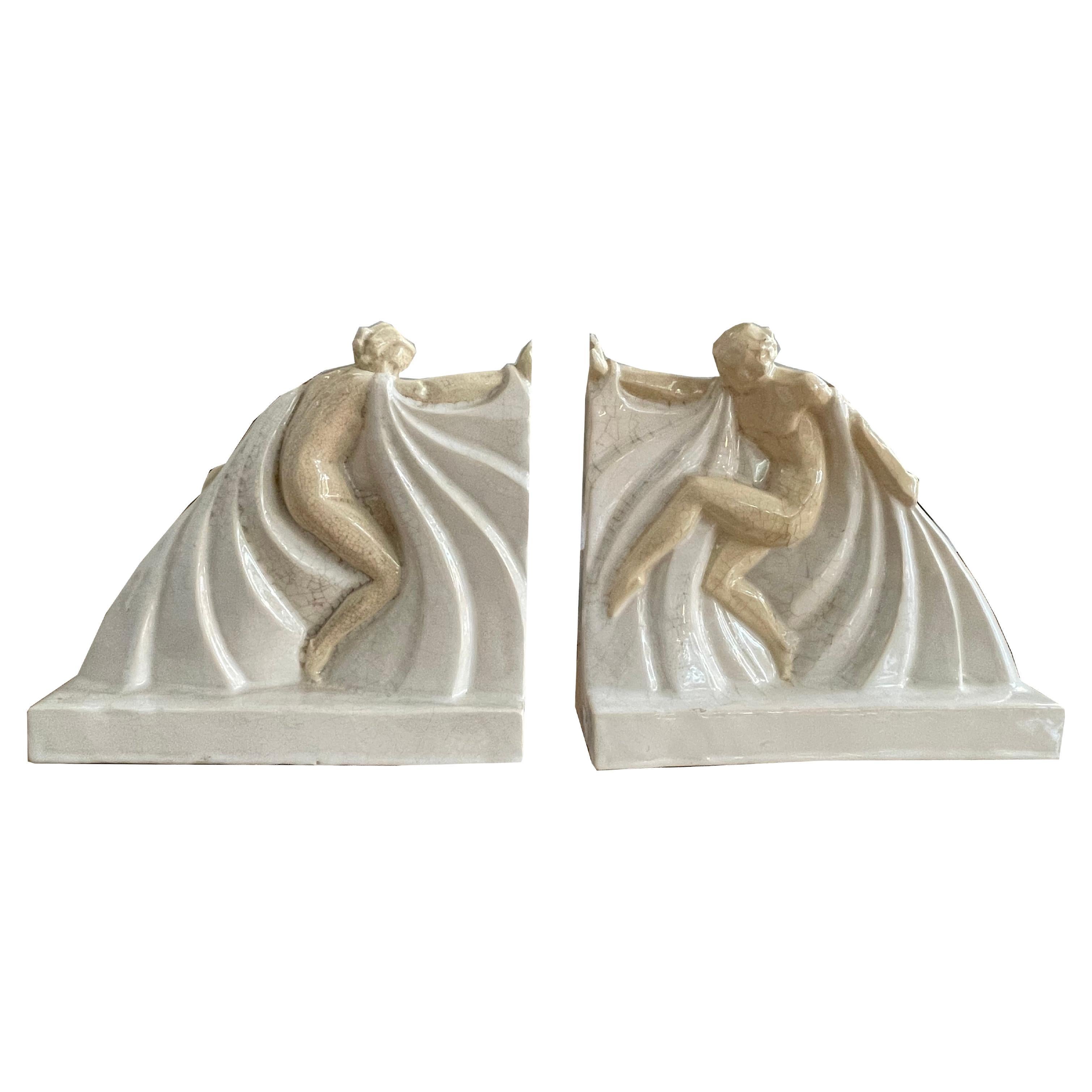 Fermalibri in ceramica Art Deco