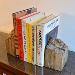 Lion Heads Art Deco Bookends 1930s Dutch in Ceramic