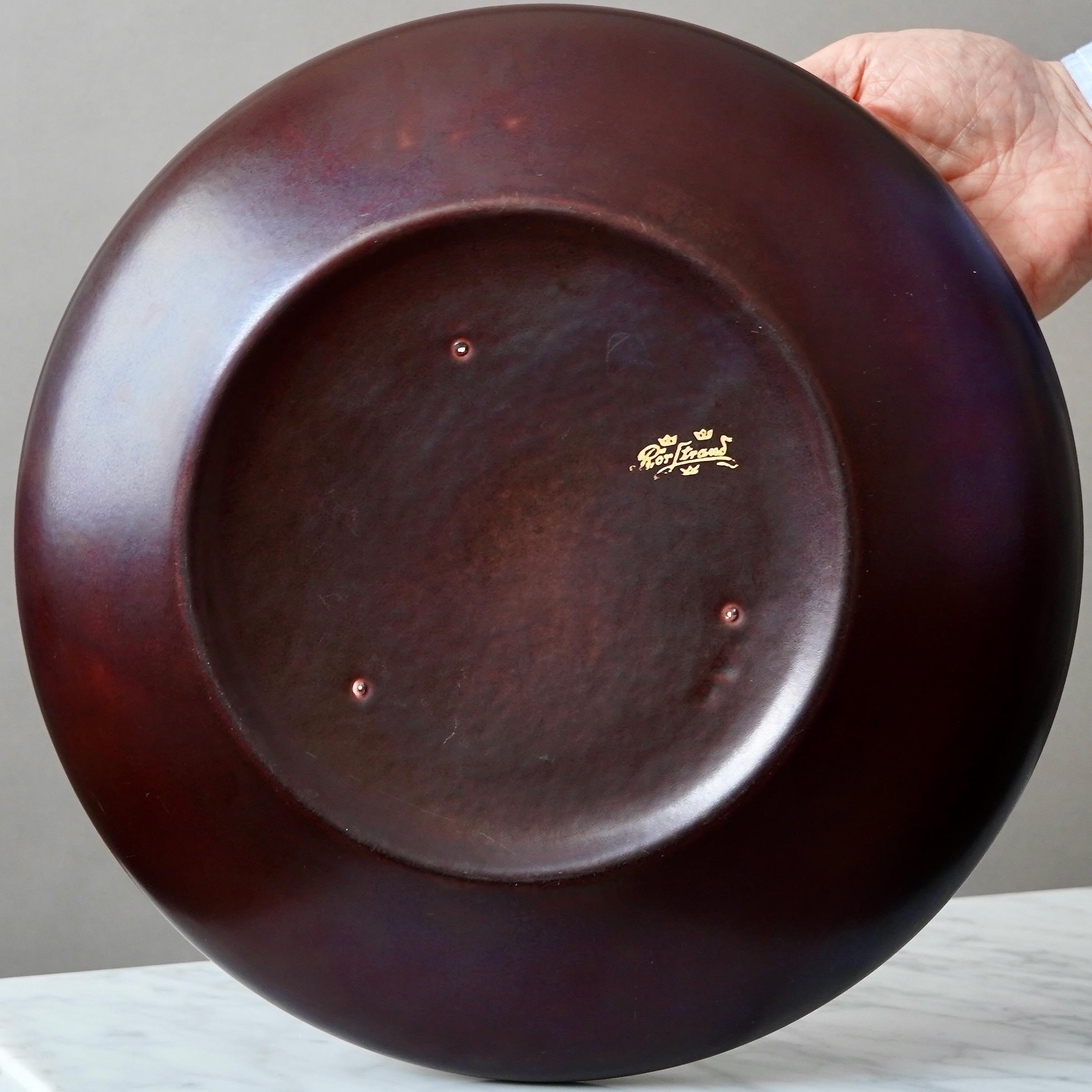 Art Déco Ciotola in ceramica Art Deco di Gunnar Nylund. Rorstrand, Svezia, anni '1930. Oro marrone. in vendita
