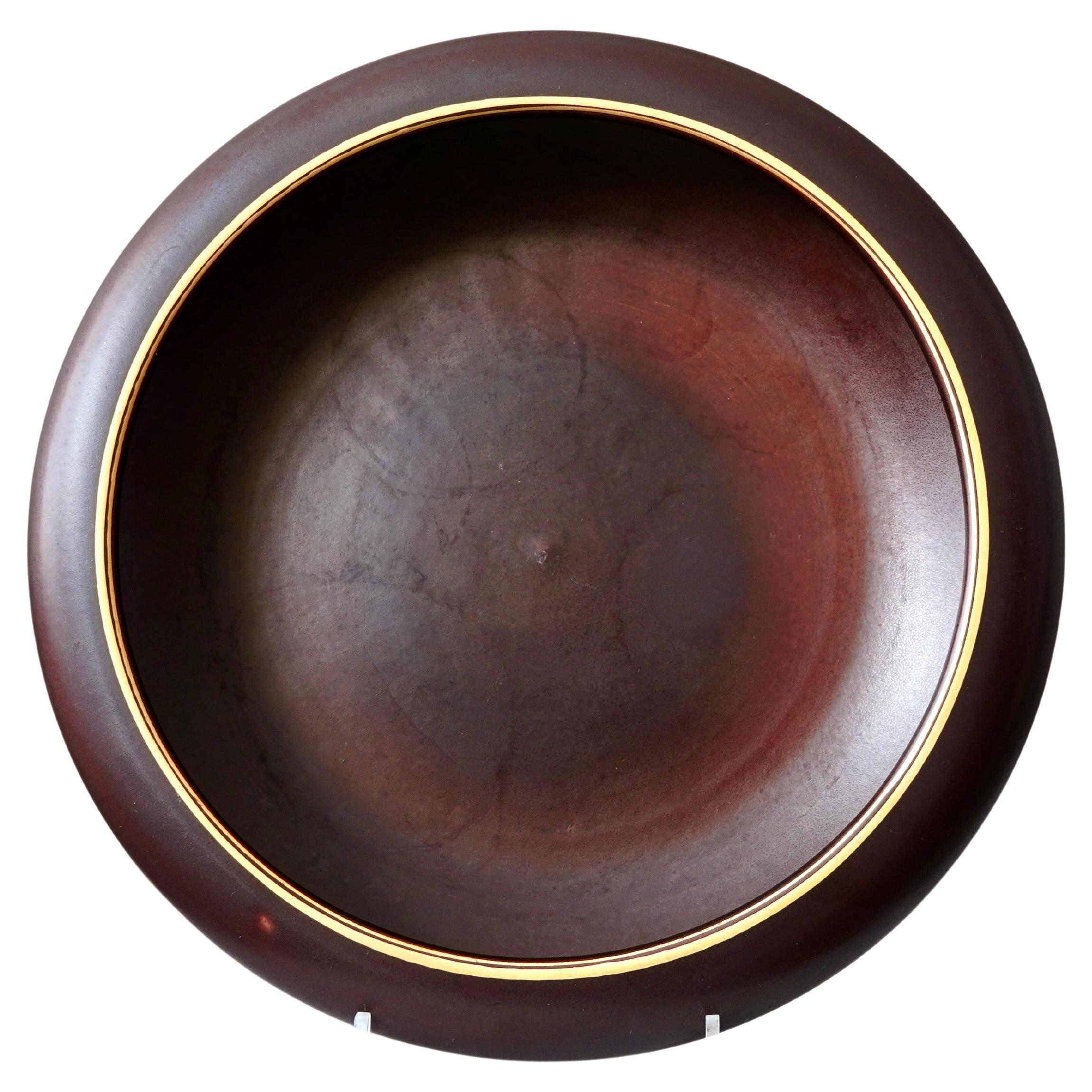 Art Deco Ceramic Bowl by Gunnar Nylund. Rorstrand, Sweden, 1930s. Brown Gold.