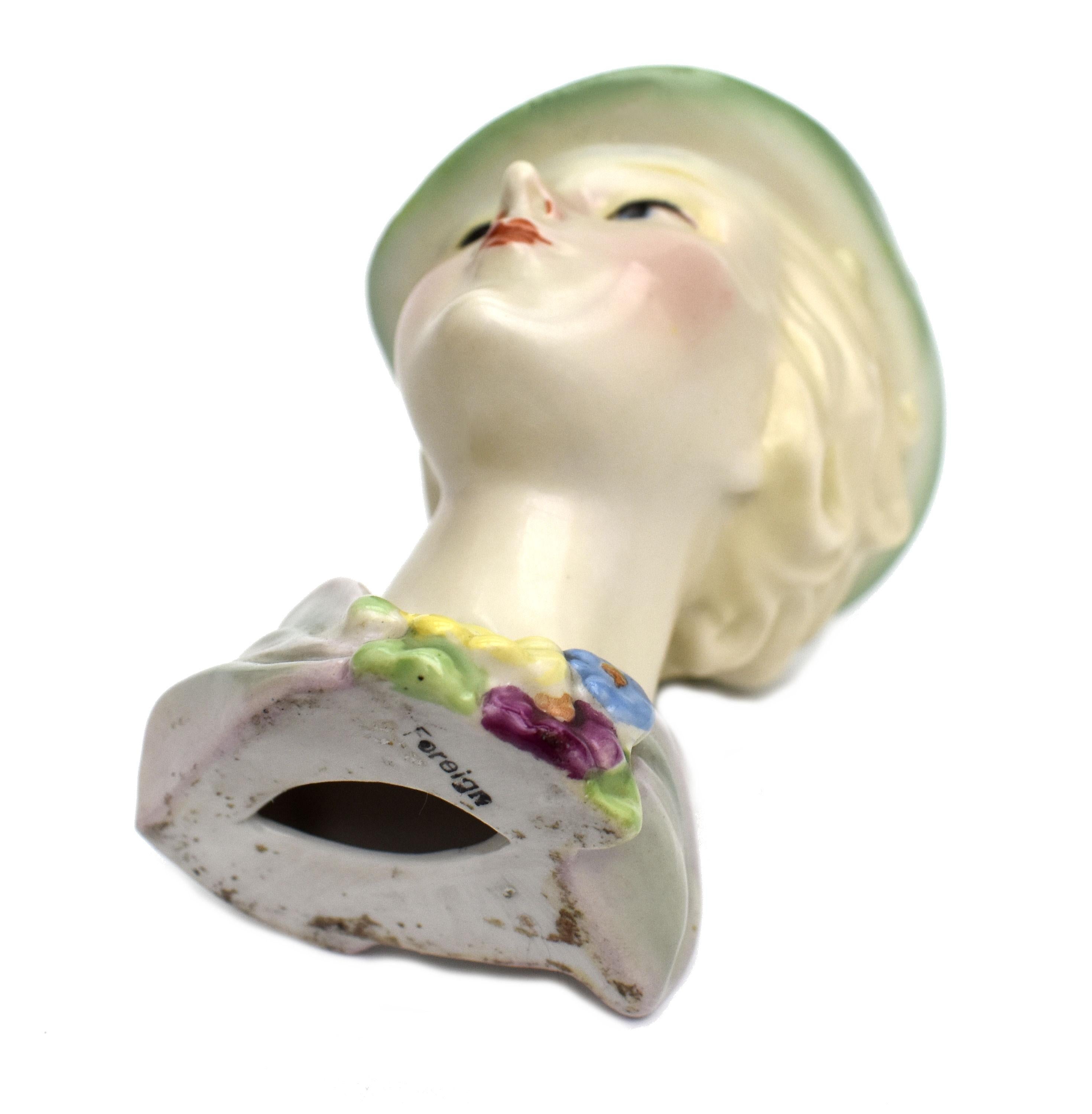 Figurine de buste en céramique Art déco, vers 1930 en vente 1