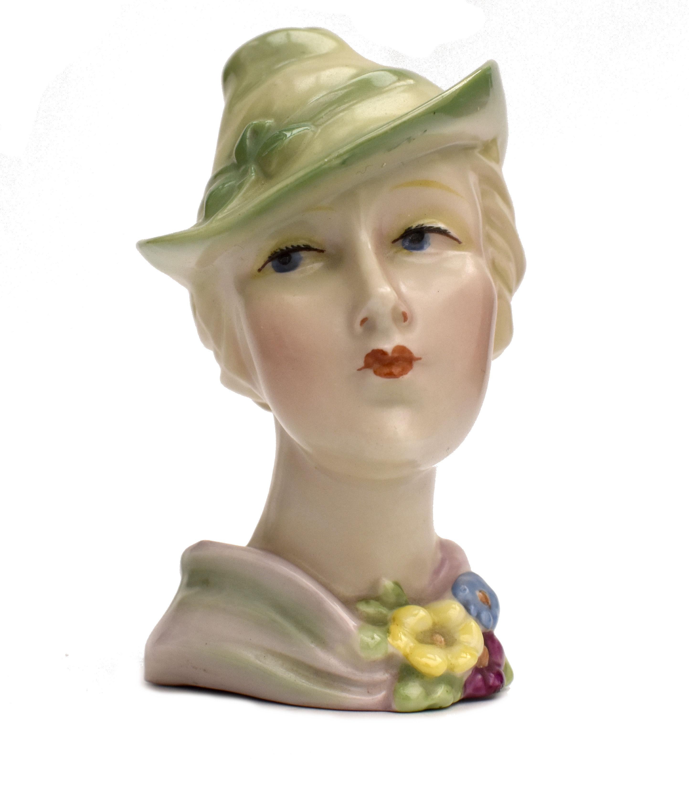 Art-Déco-Keramik-Büstenfigur, um 1930 im Angebot 2