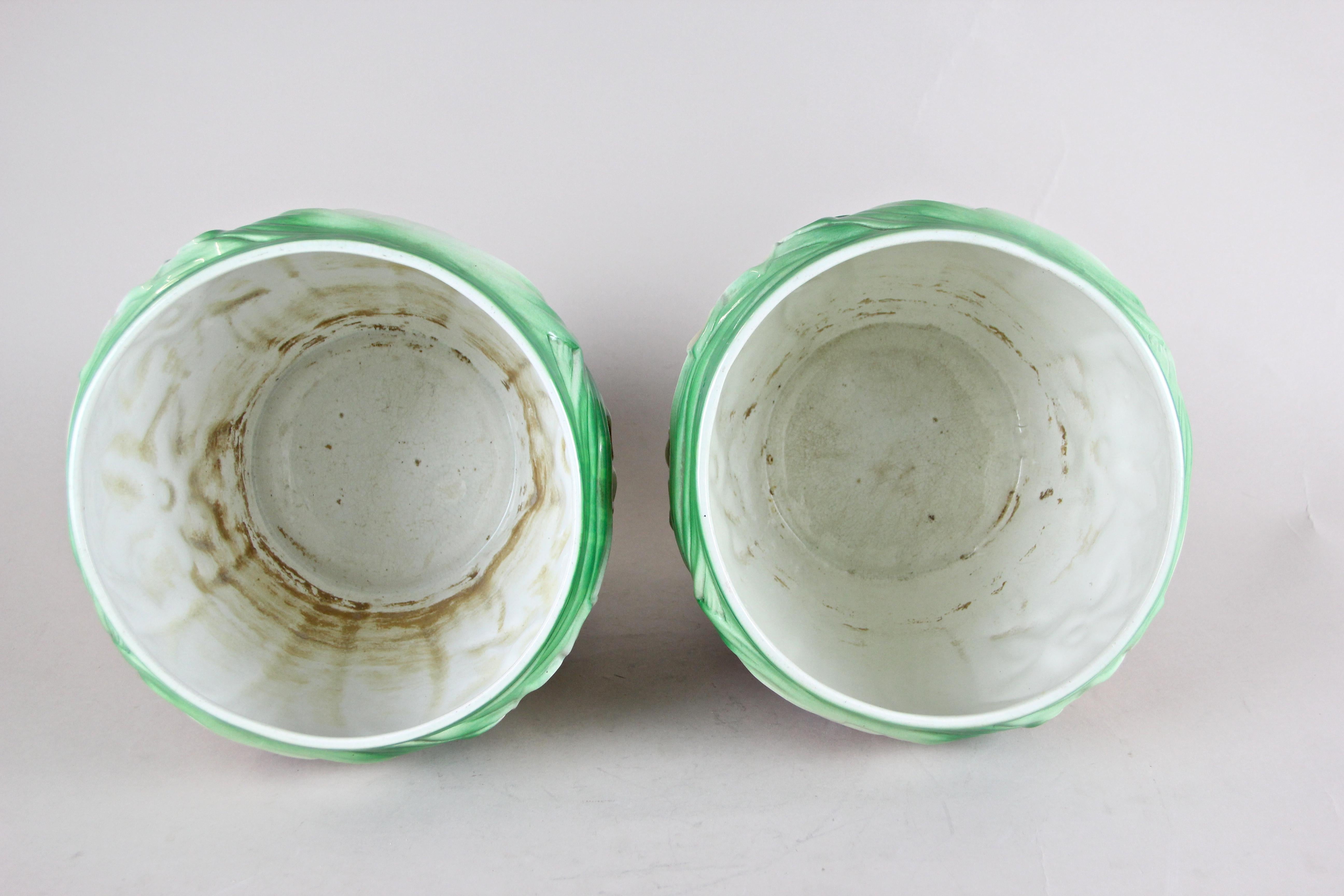 20th Century Art Deco Ceramic Cachepots by Saint Ghislain, Belgium, circa 1920