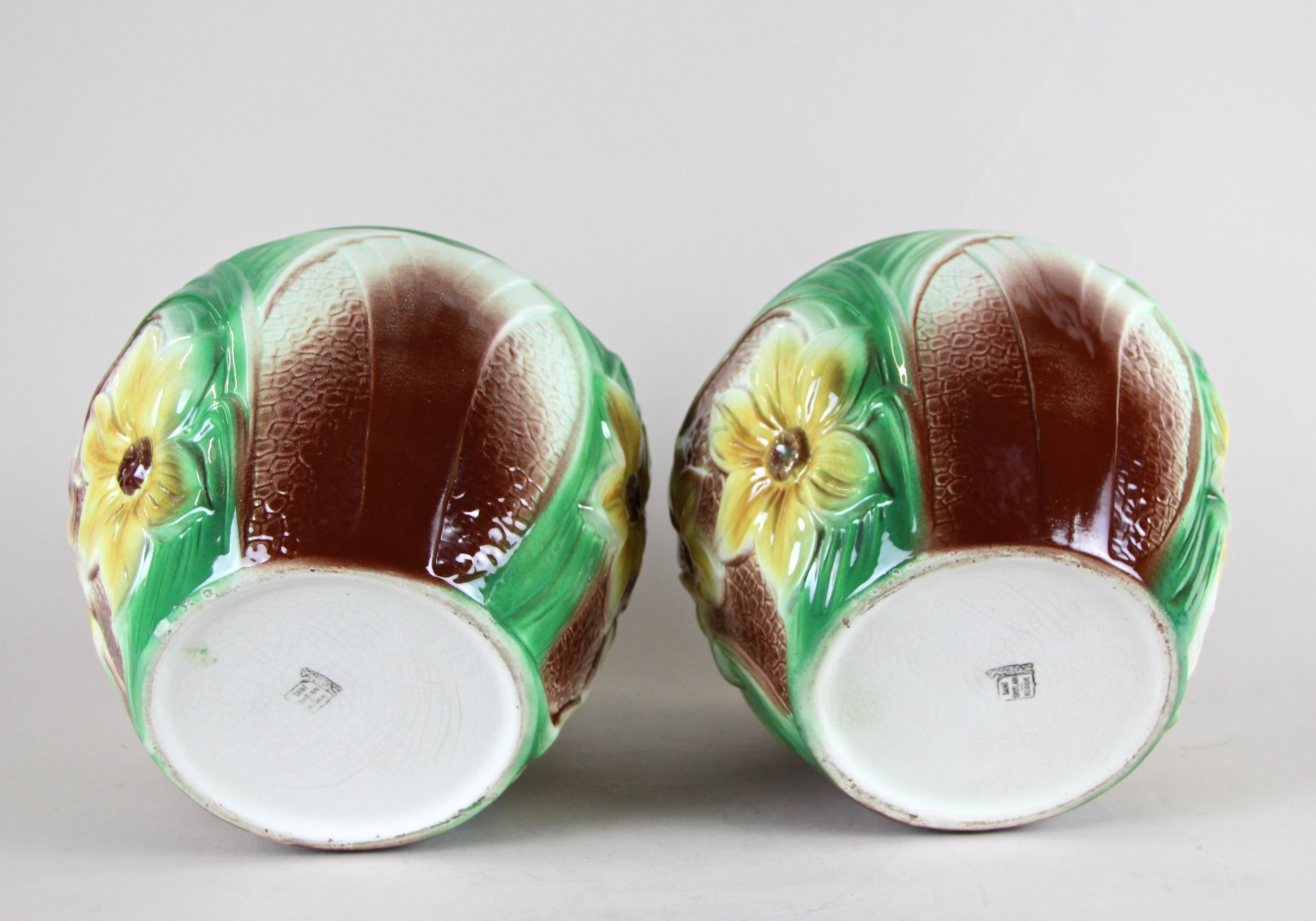 Art-Deco-Keramik-Übertöpfe von Saint Ghislain:: Belgien:: um 1920 3