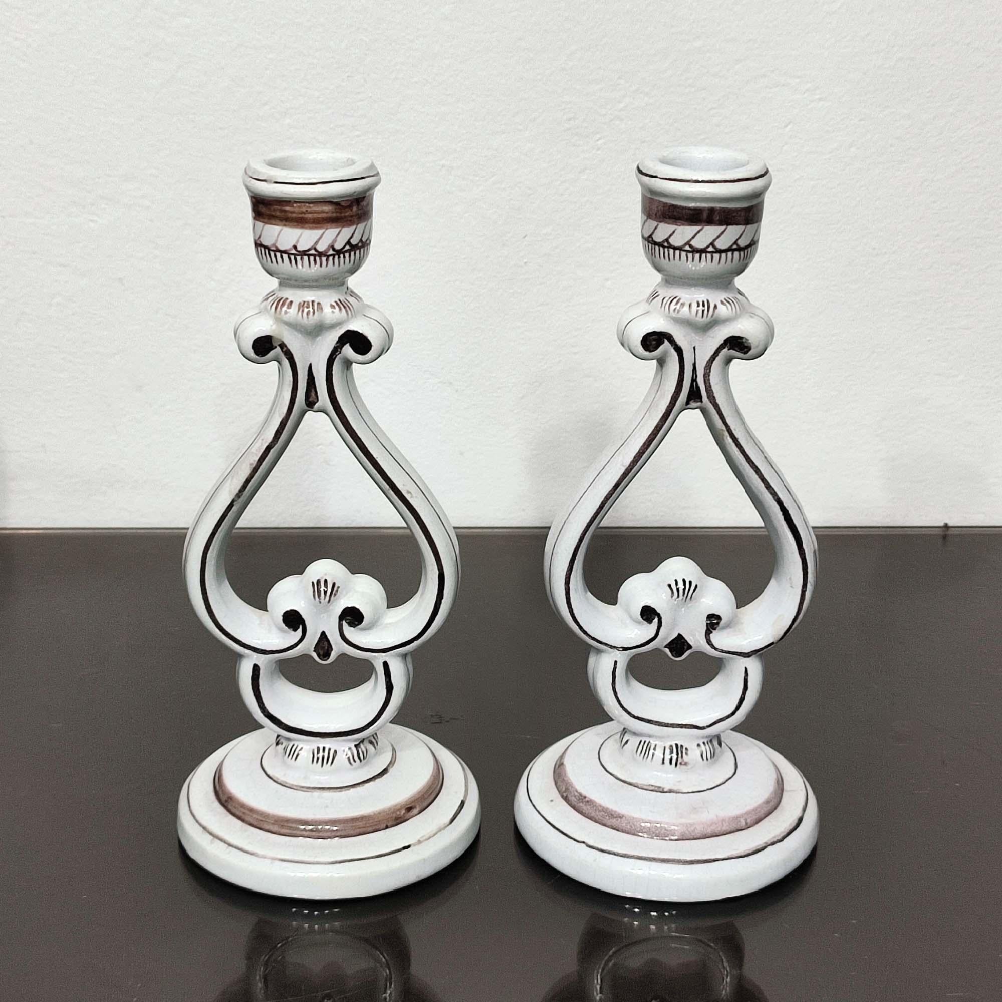 Swedish Art Deco Ceramic Candleholders Designed by Arthur Percy for Gefle, Sweden, 1920s For Sale