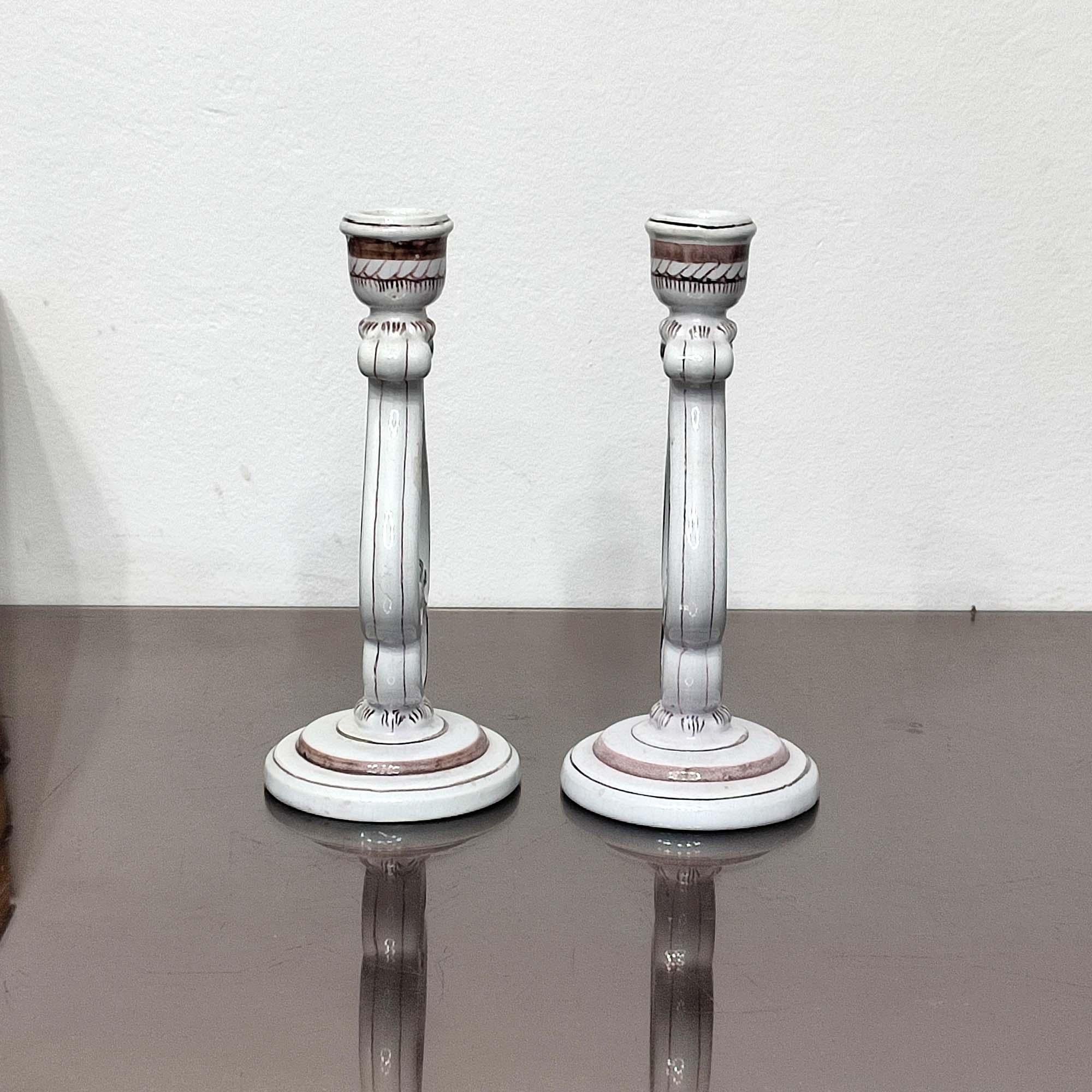 Art Deco Ceramic Candleholders Designed by Arthur Percy for Gefle, Sweden, 1920s In Good Condition For Sale In Bochum, NRW