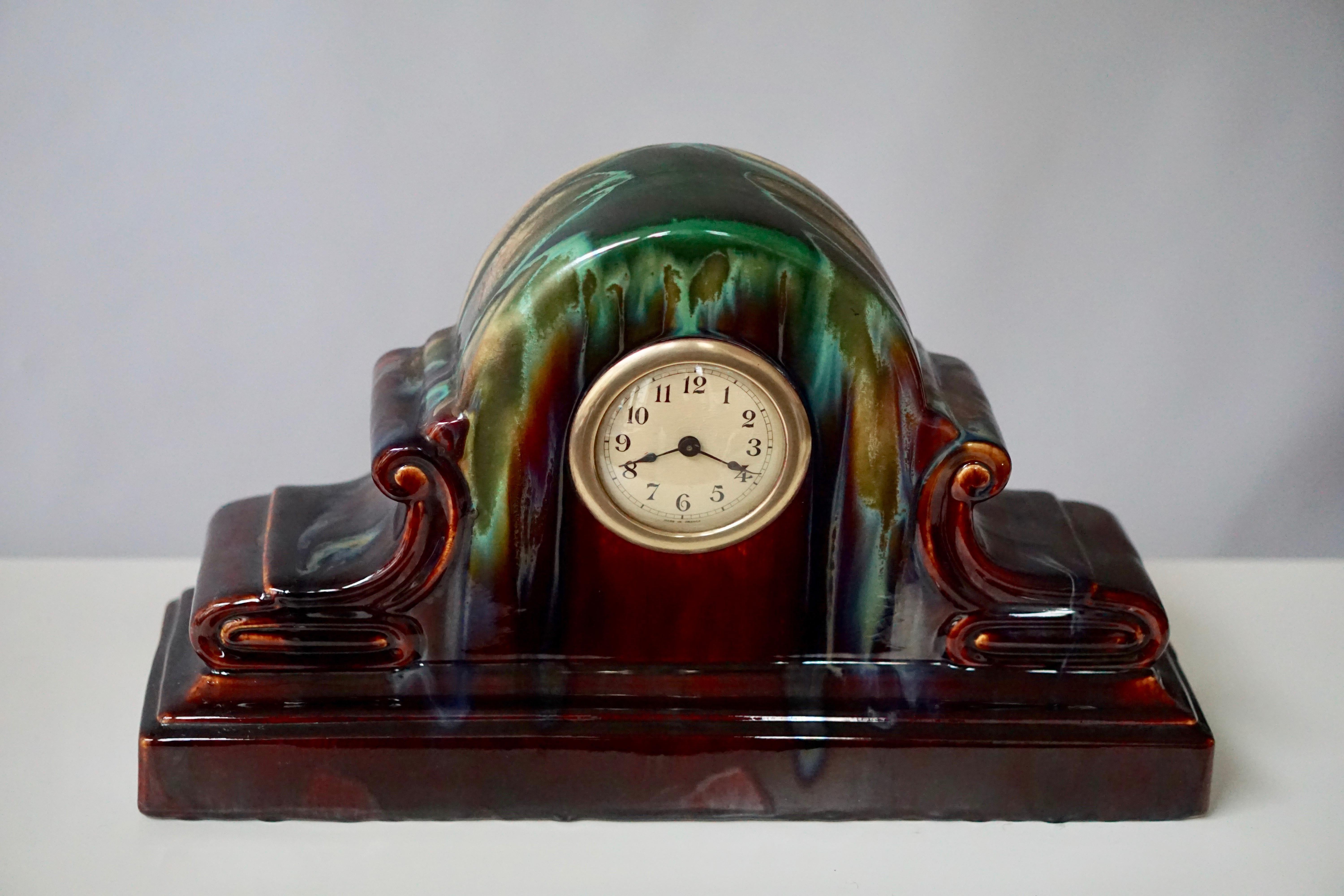 Art Deco Ceramic Clock In Good Condition In Antwerp, BE