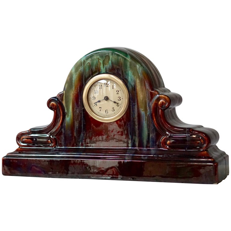 Art Deco Ceramic Clock For Sale at 1stDibs
