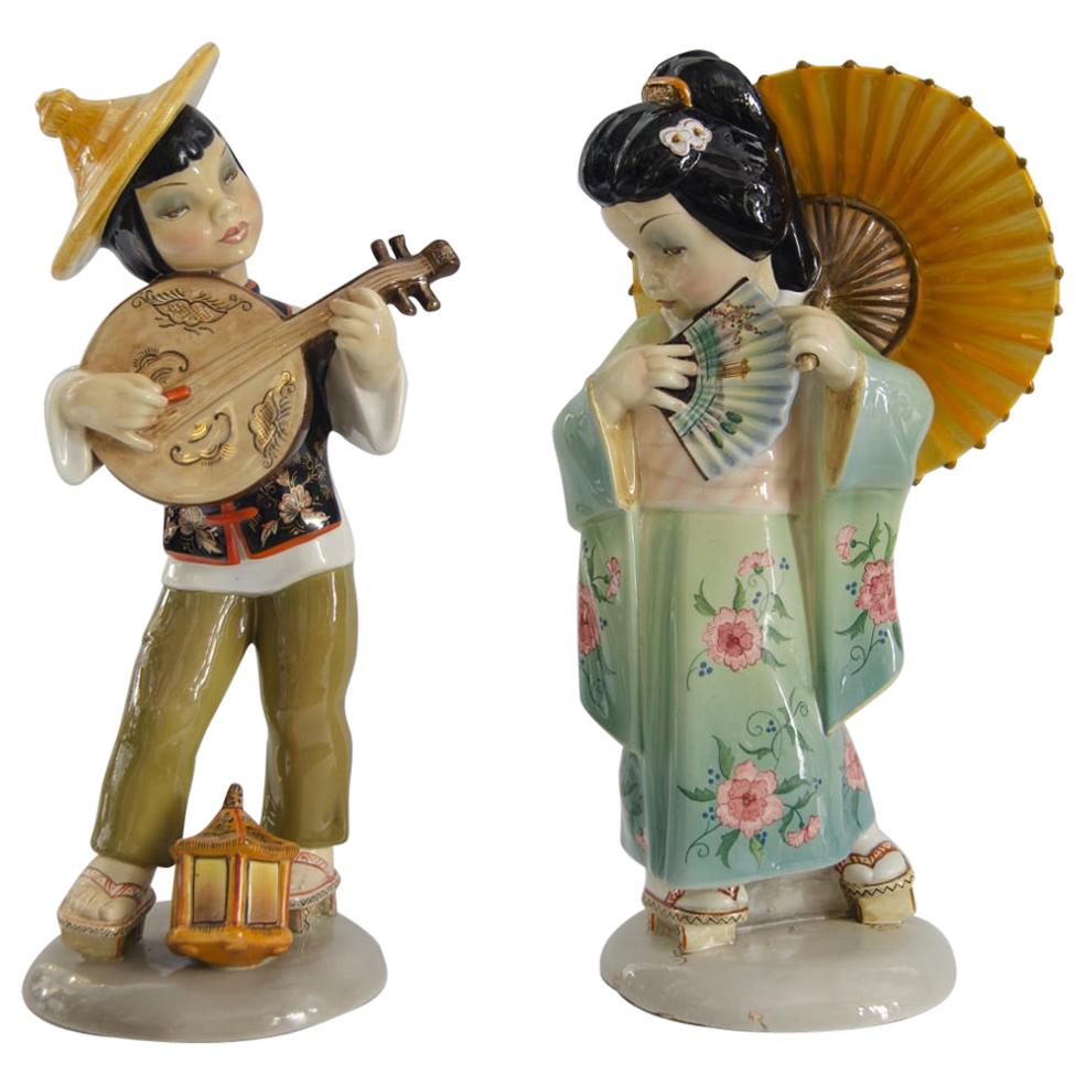 Art Deco Ceramic Couple Giapponese