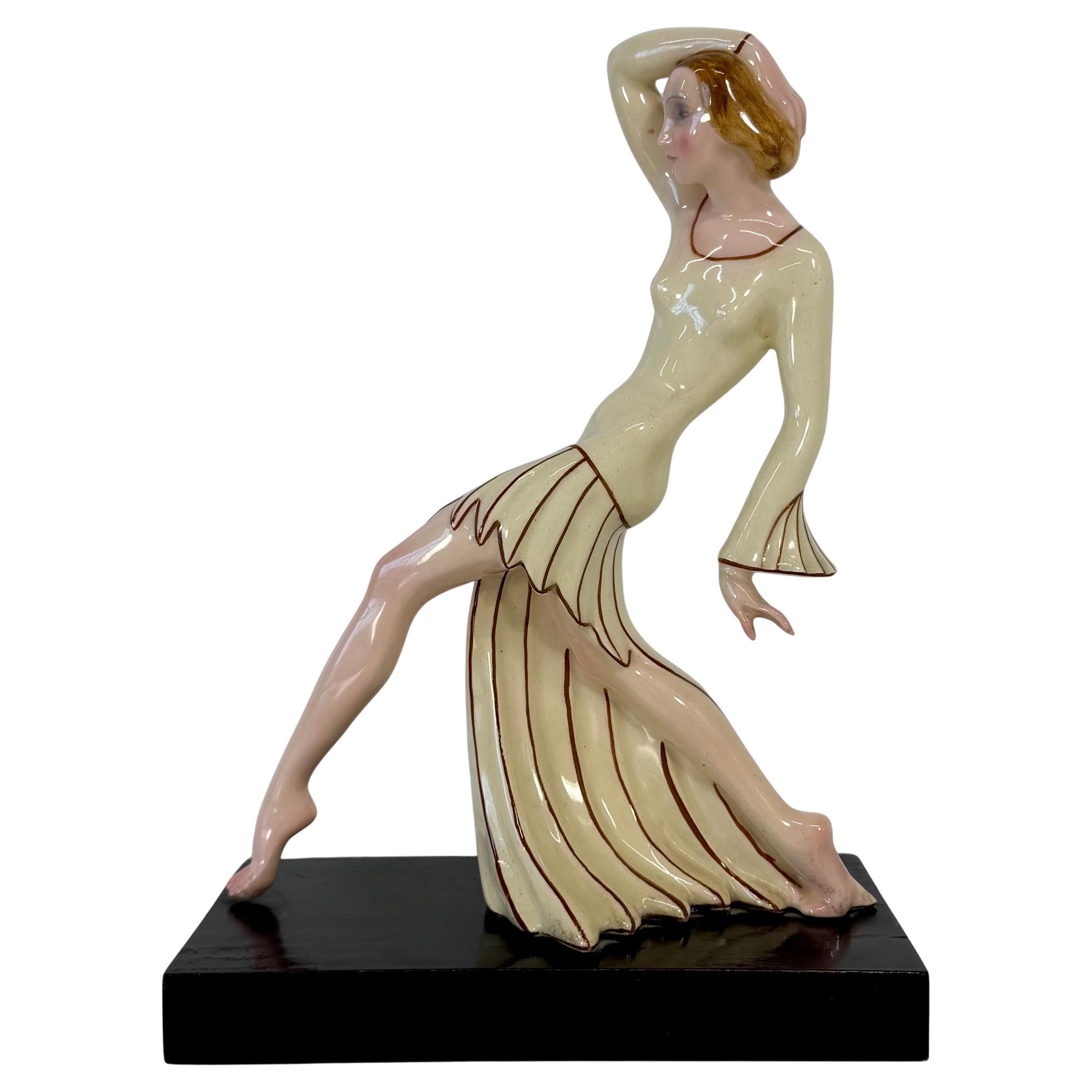 Art Deco Ceramic Dancer by Josef Lorenzl for Royal Dux, Bohemia, circa 1925