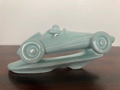 Art Deco Ceramic Figural Sculpture, Formula Racing Car/ Racer, Around 1940s