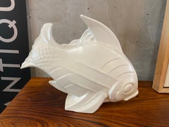 Art Deco Ceramic Fish Sculpture by Le Jan, 1930s, Craquelling Glaze