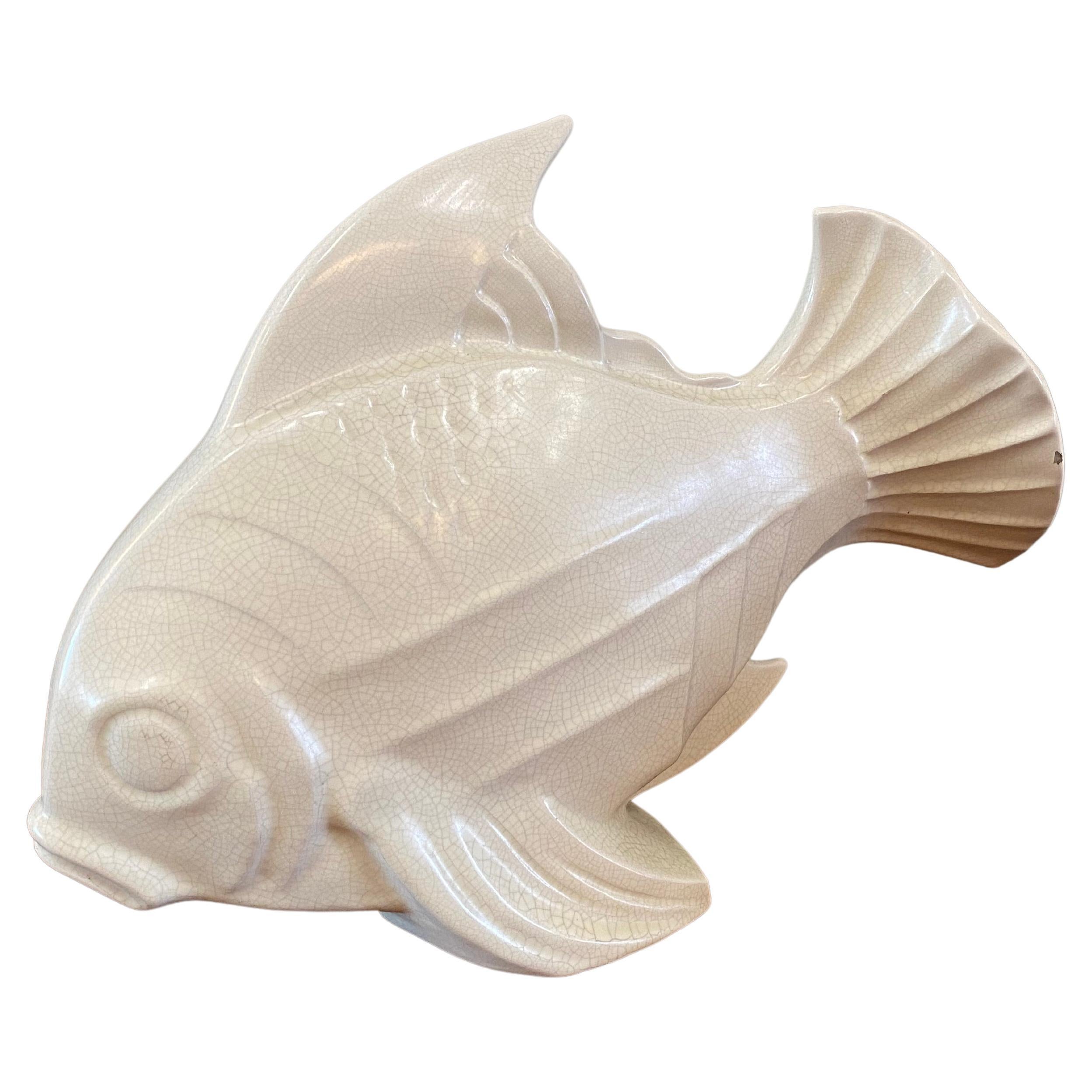 Details about   LARGE Mid Century style Ceramic Angel Fish Bisque 14"  Set of 2 Pink Wow! 