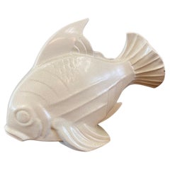 Art Deco Ceramic Fish Sculpture by Le Jan, 1930s, Craquelling Glaze