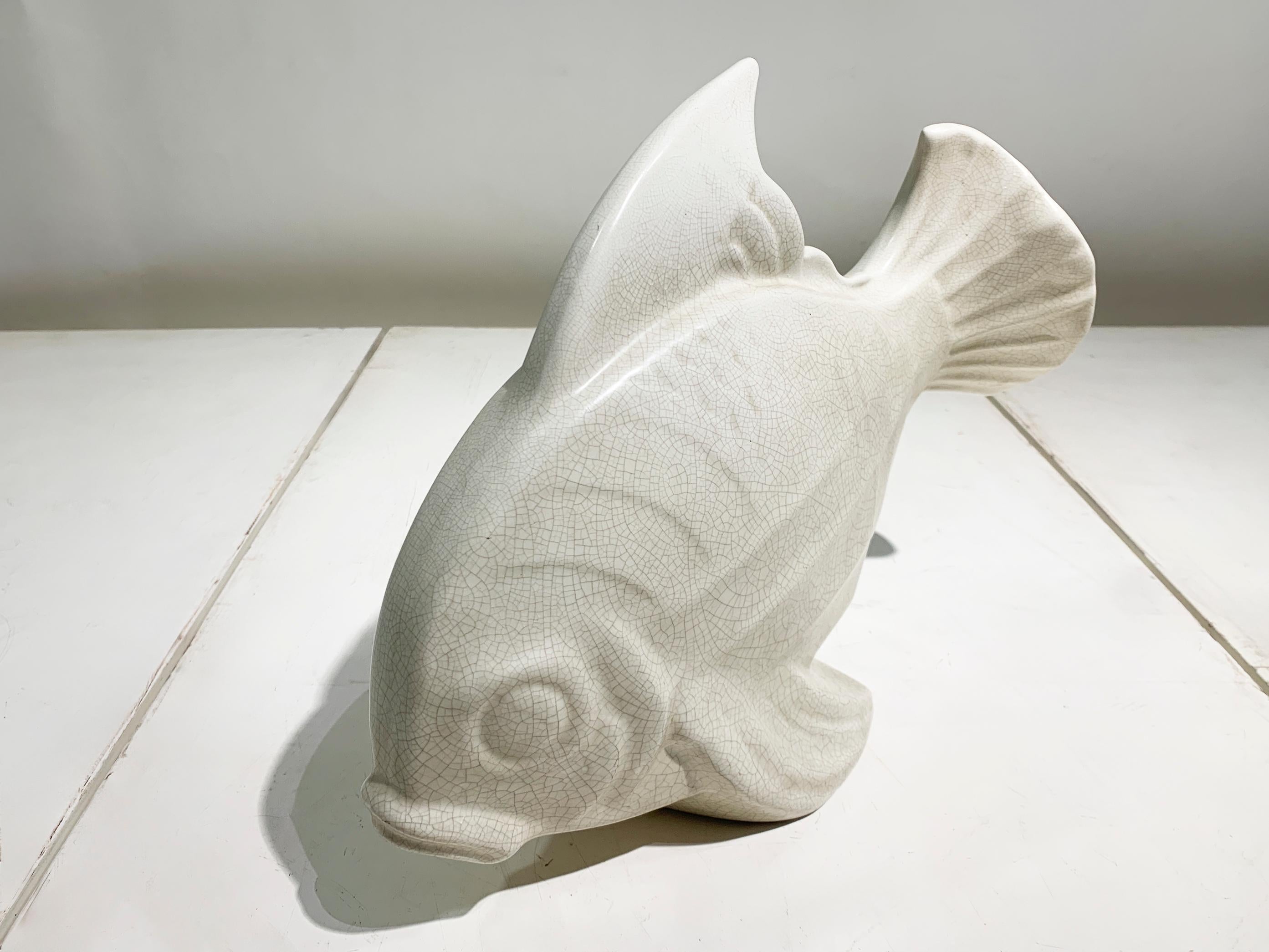 Céramique Sculpture de poisson en céramique Art déco, française, 1930, attribuée à LEJAN en vente