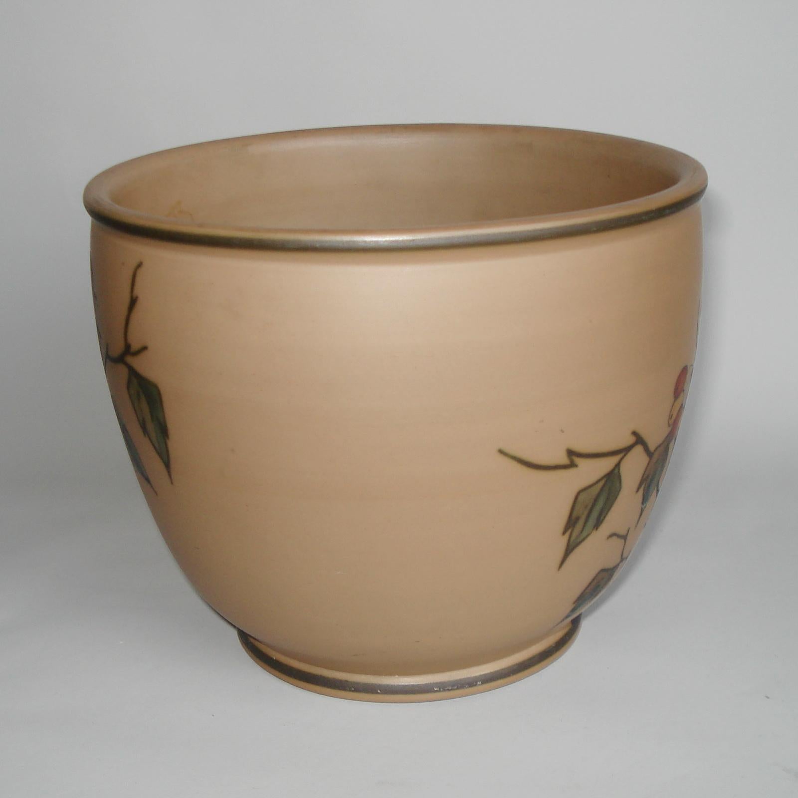Art Deco Ceramic Flower Pot, Cachepot by Lauritz Hjorth, Bornholm, Denmark 1