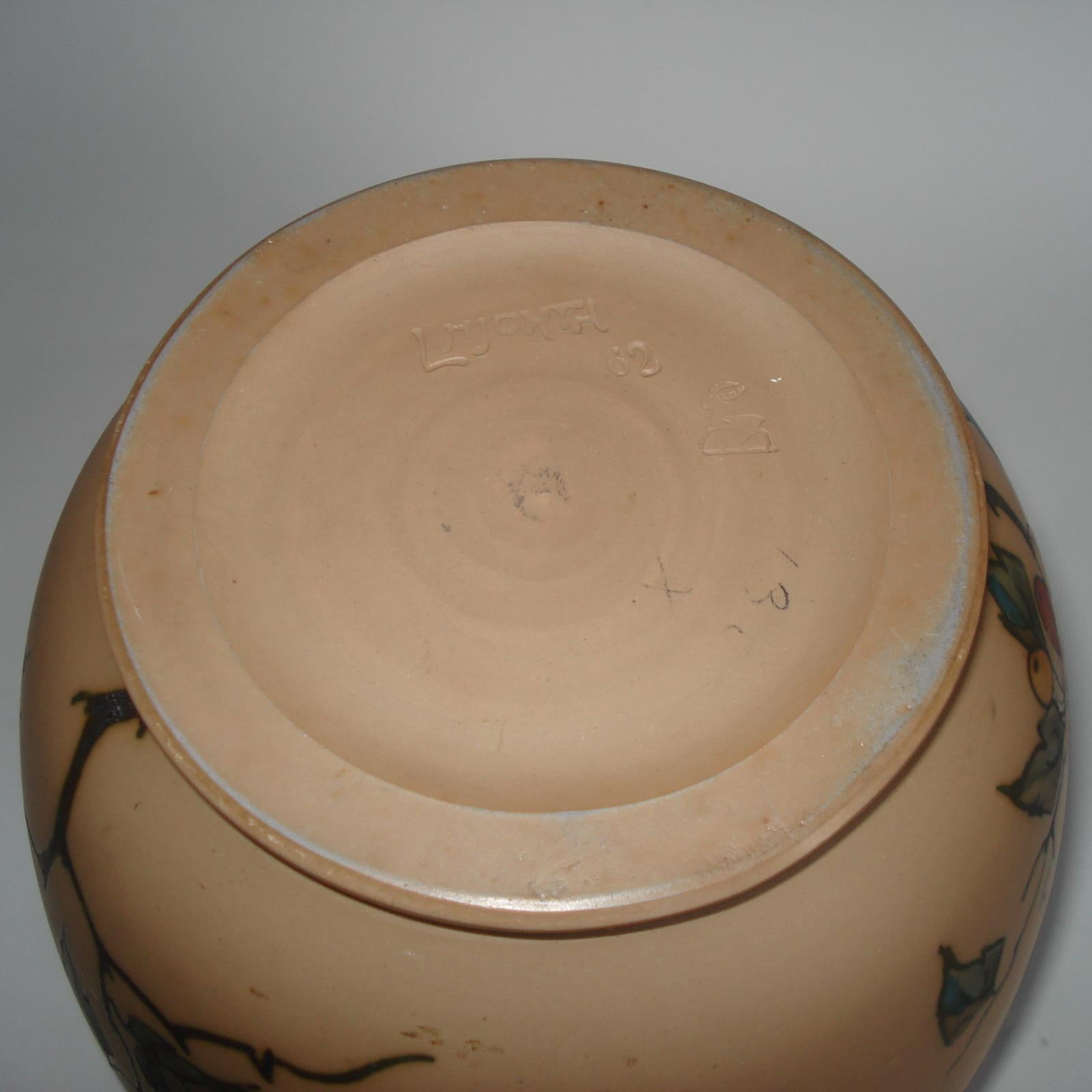 Art Deco Ceramic Flower Pot, Cachepot by Lauritz Hjorth, Bornholm, Denmark 3